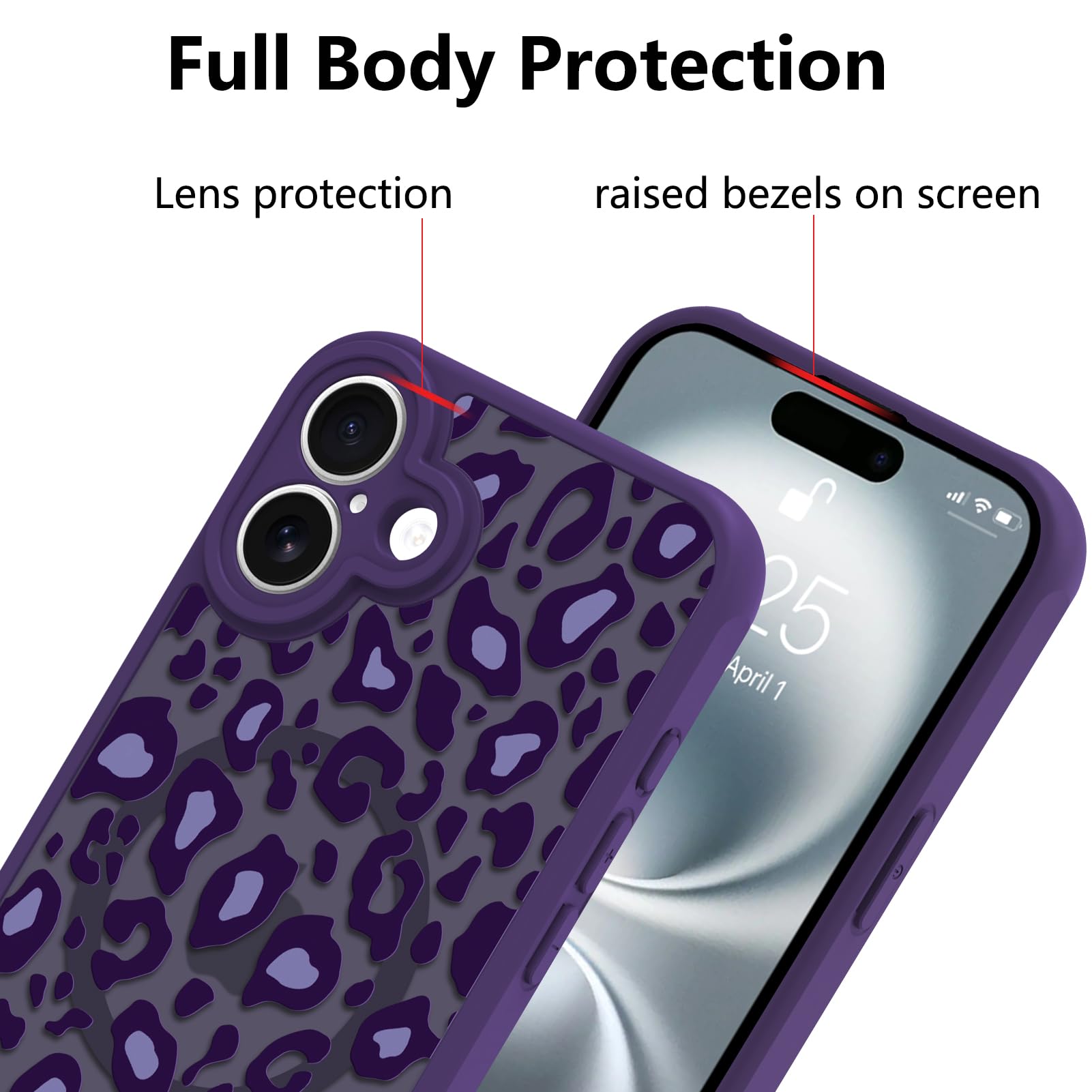 Foto 4 pulgar | Funda Kanghar Para Iphone 16 Con Estampado De Leopardo Morado De 6.1 Pulgadas Y Magsafe - Venta Internacional.