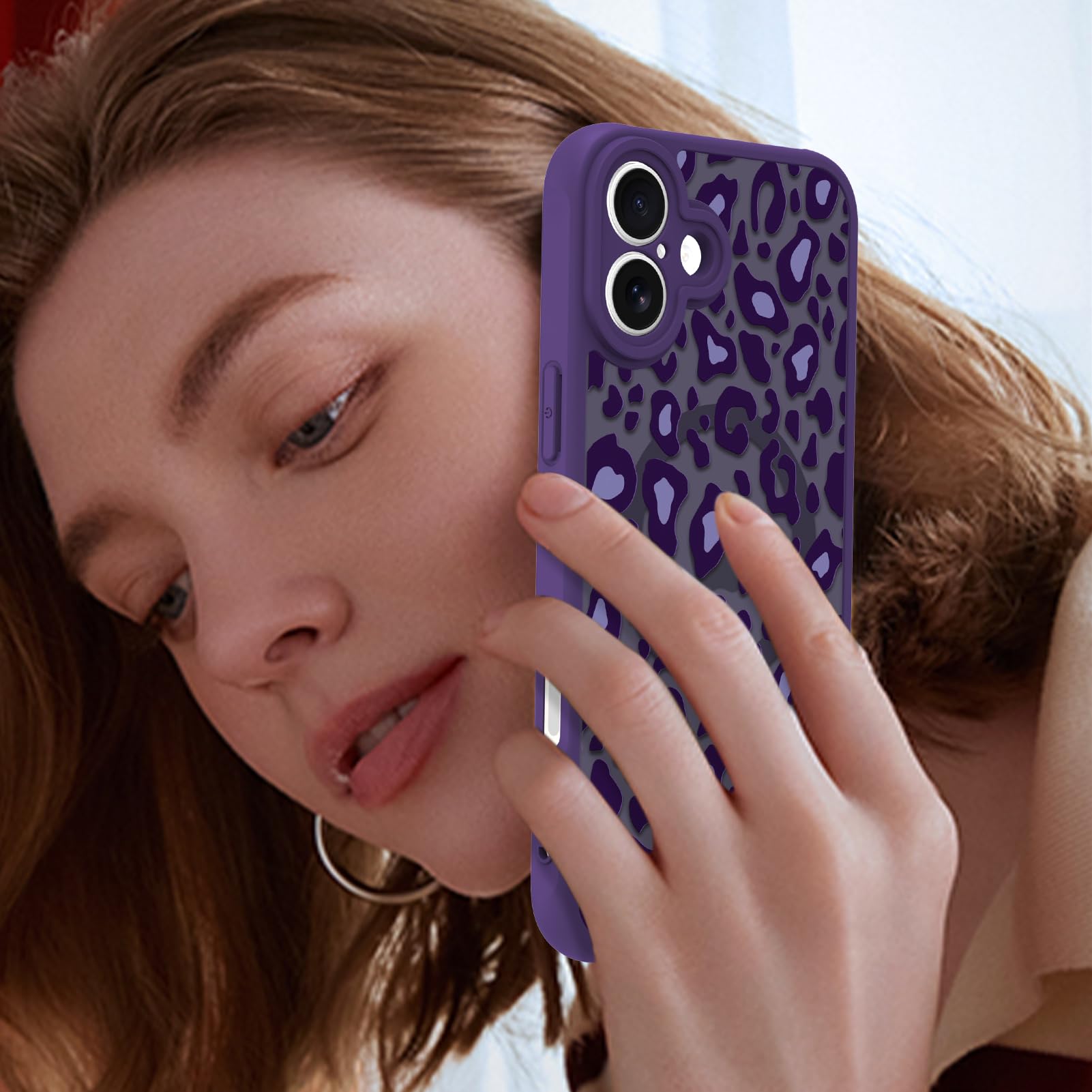 Foto 7 pulgar | Funda Kanghar Para Iphone 16 Con Estampado De Leopardo Morado De 6.1 Pulgadas Y Magsafe - Venta Internacional.