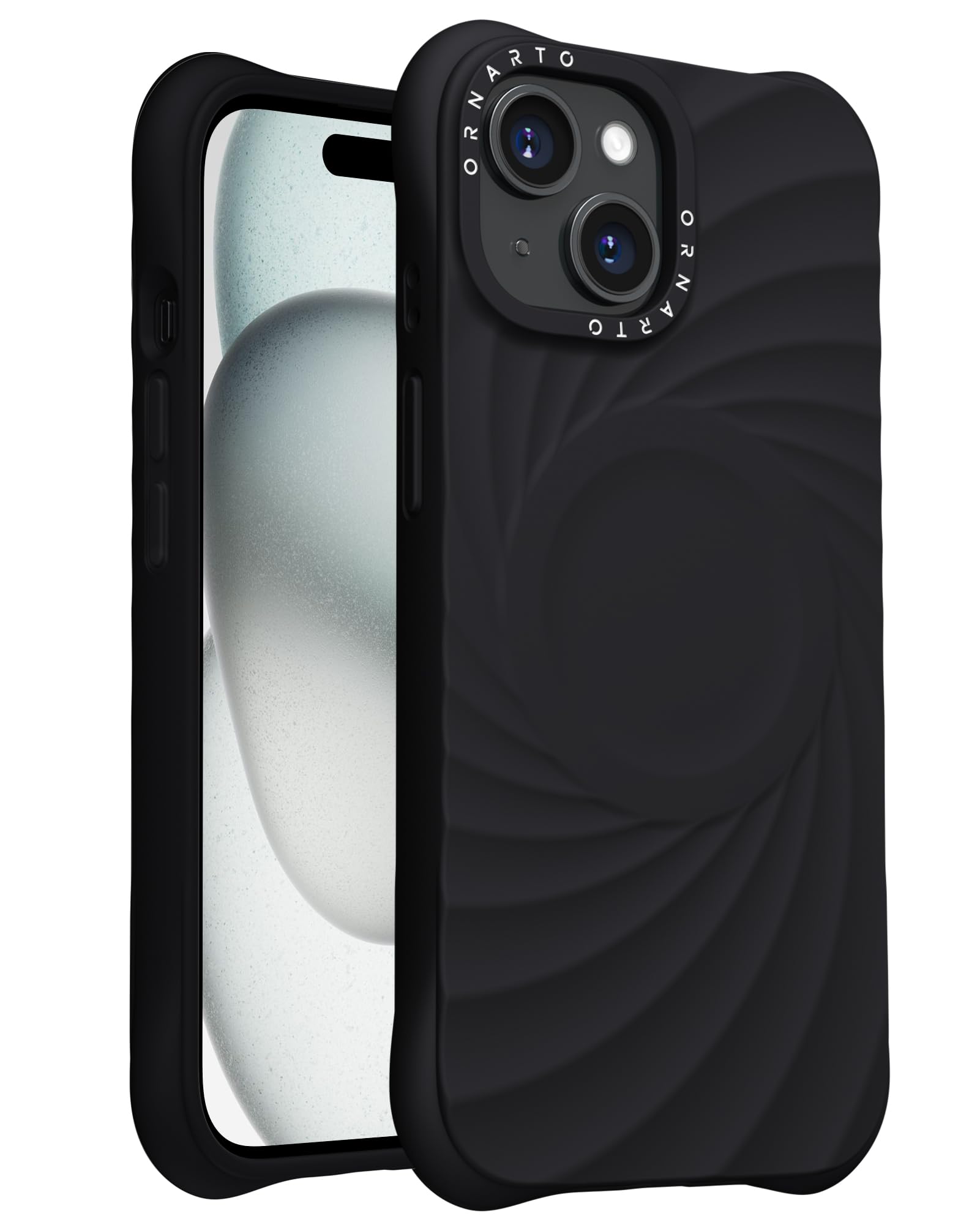 Foto 2 pulgar | Funda Ornarto Vortuxe Para Iphone 15 6.1 De Silicona Negra - Venta Internacional.