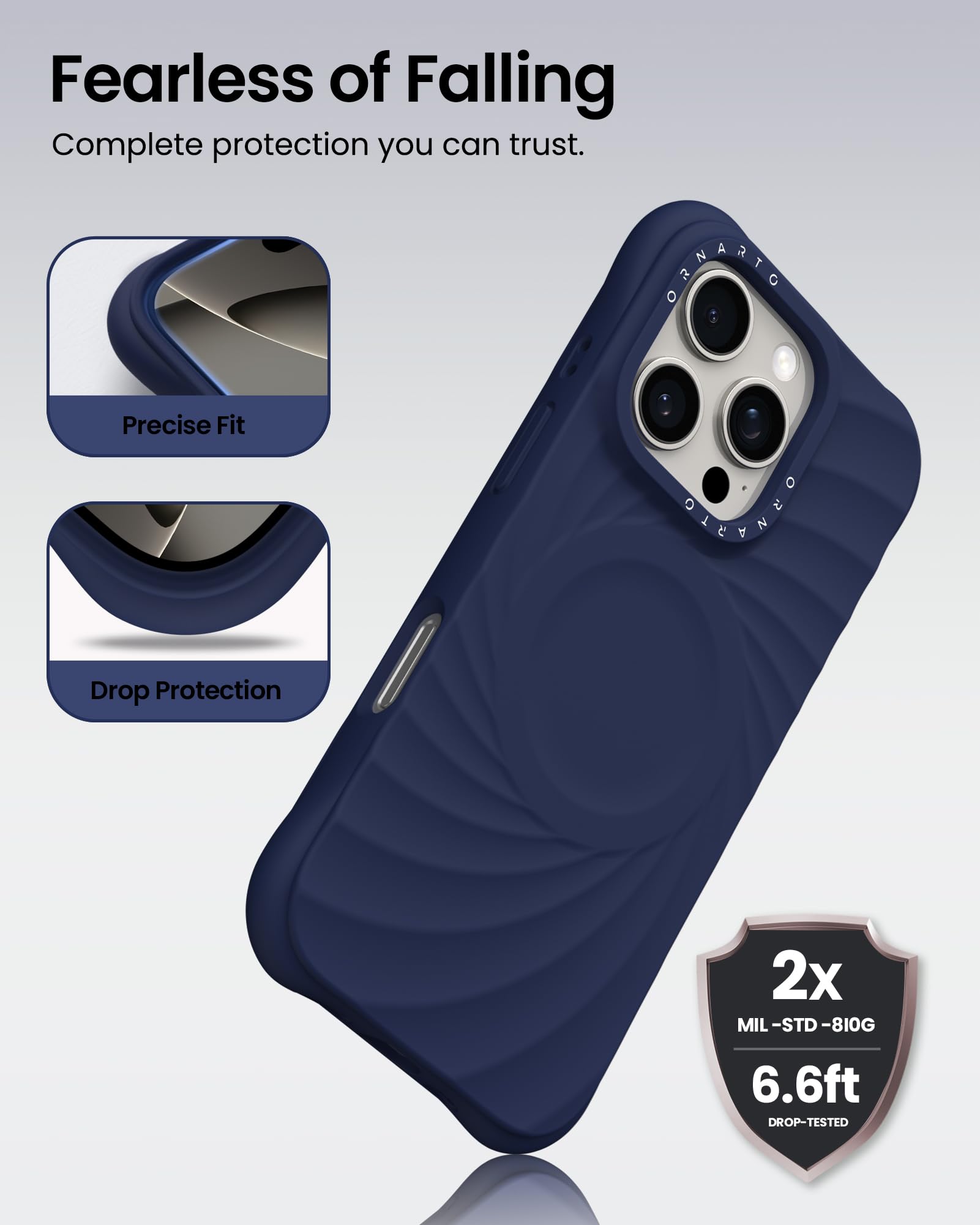Foto 4 pulgar | Funda Ornarto Vortuxe Para Iphone 16 Pro Azul Marino - Venta Internacional.