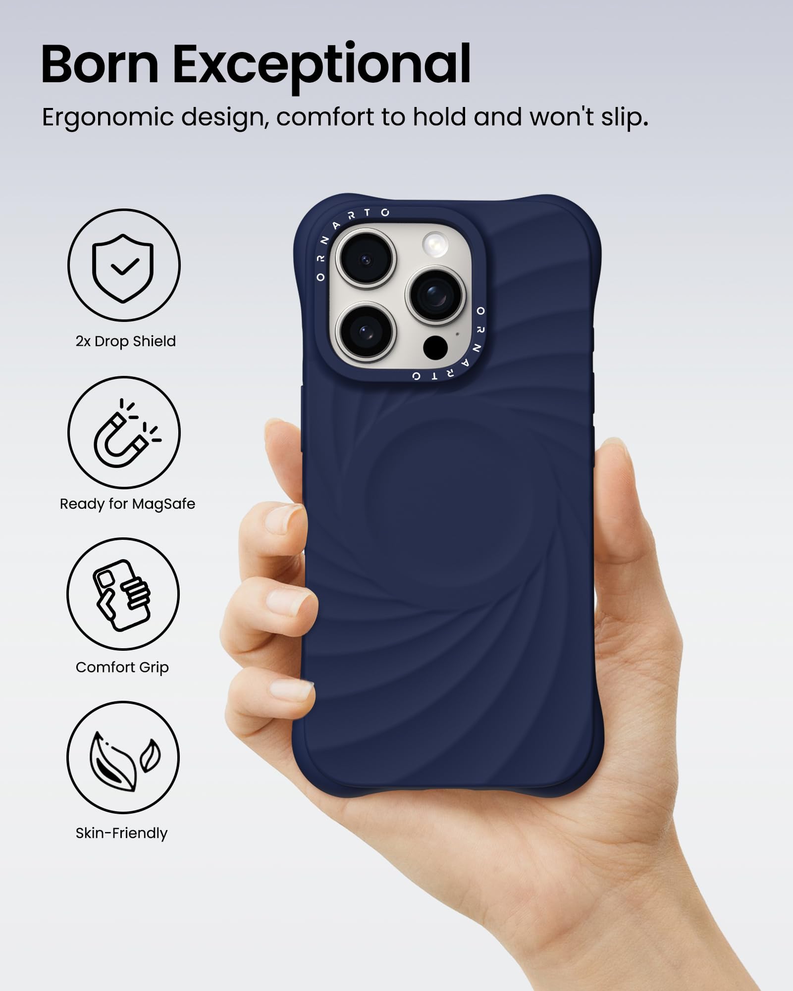 Foto 6 pulgar | Funda Ornarto Vortuxe Para Iphone 16 Pro Azul Marino - Venta Internacional.