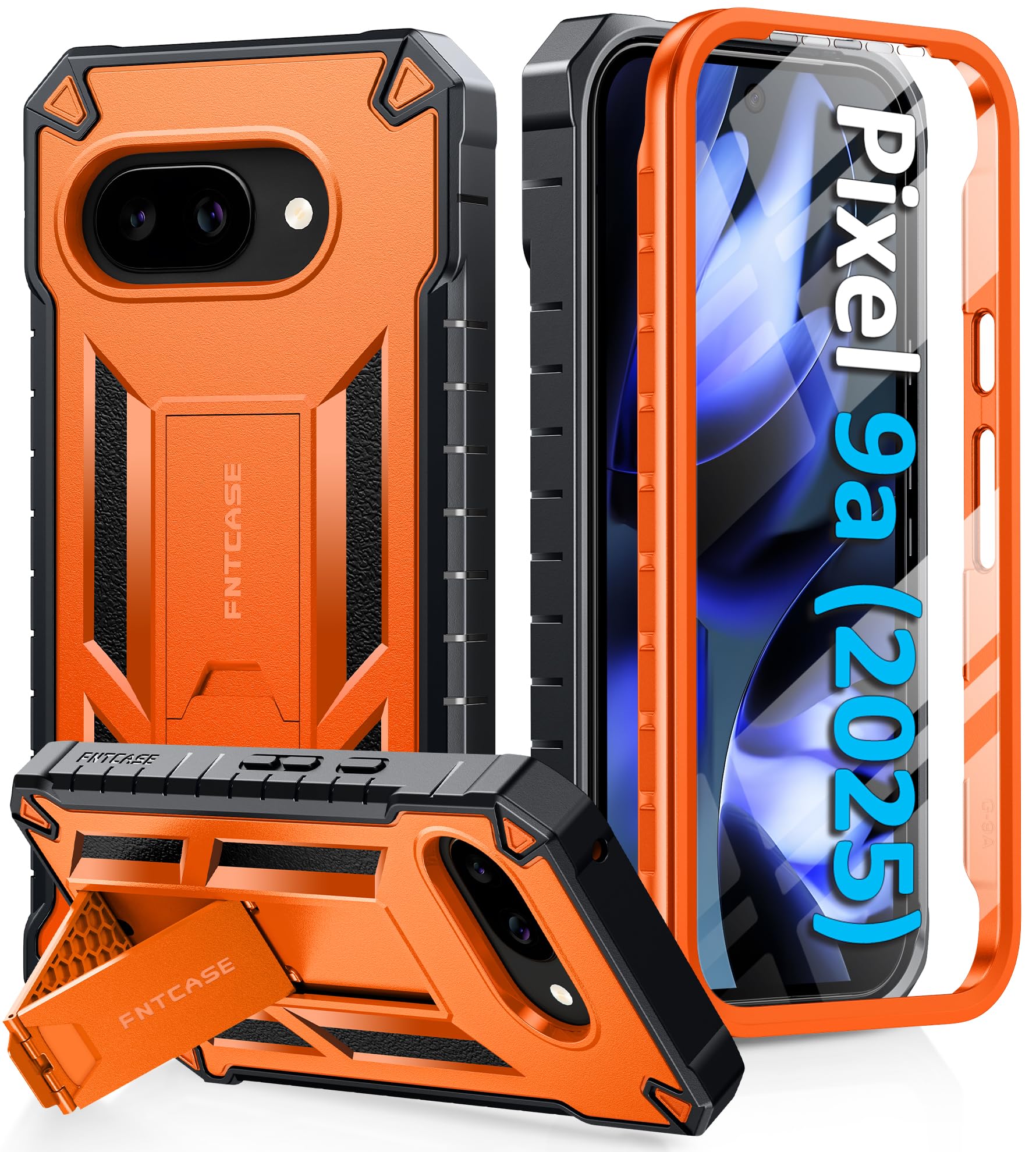 Foto 2 pulgar | Funda De Teléfono Fntcase Para Google Pixel 9a Con Soporte Naranja - Venta Internacional.