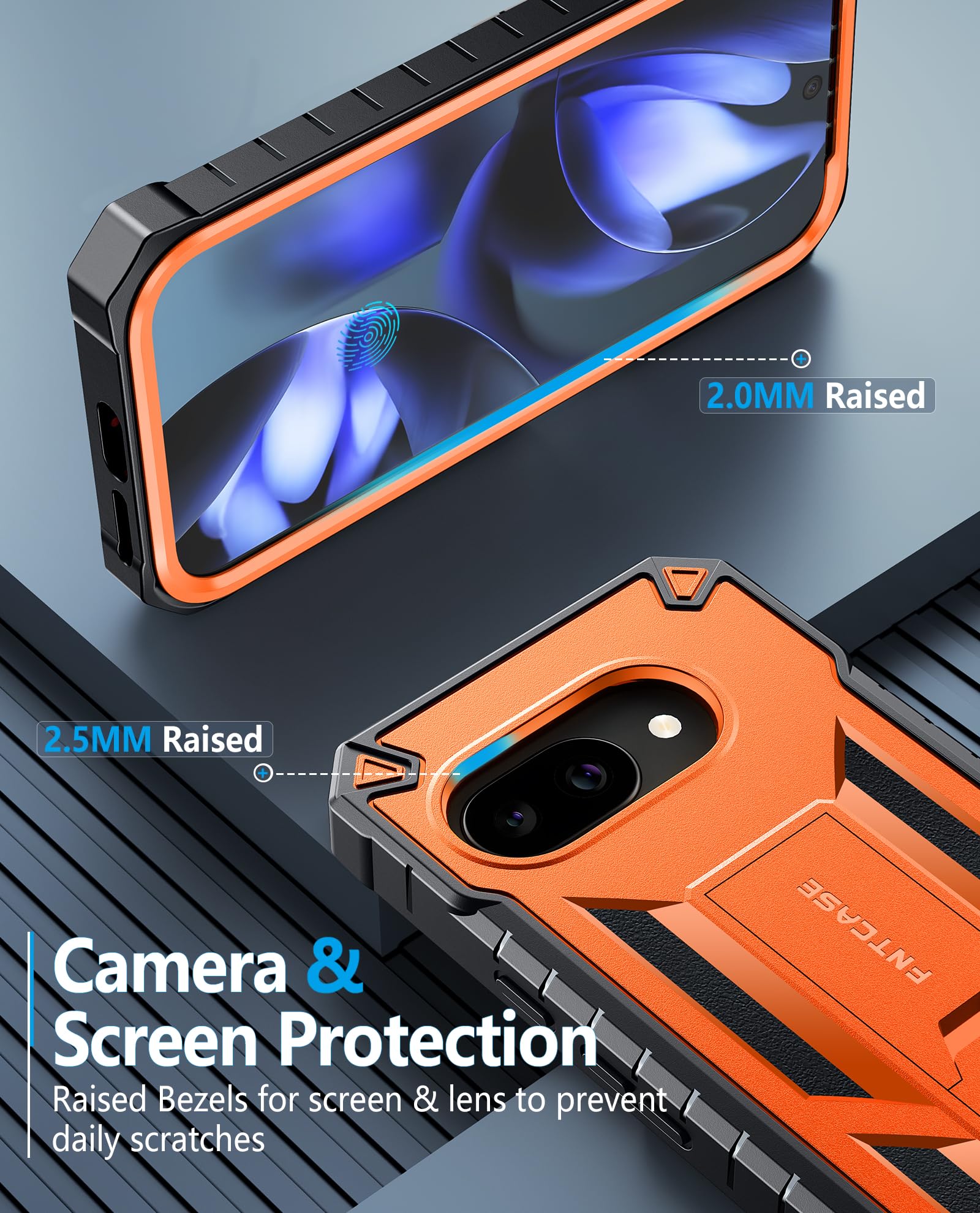 Foto 8 pulgar | Funda De Teléfono Fntcase Para Google Pixel 9a Con Soporte Naranja - Venta Internacional.