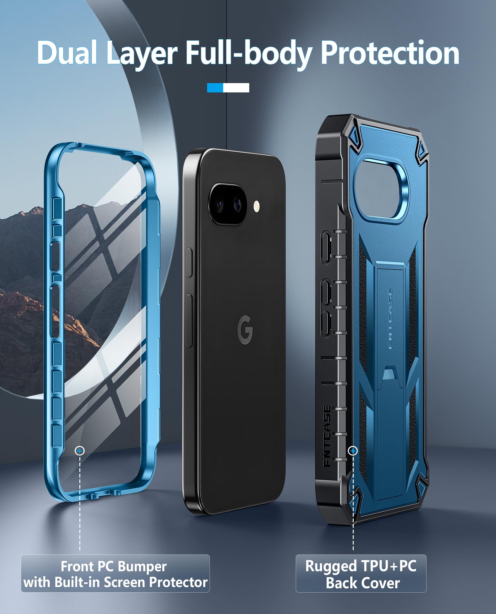 Foto 3 | Funda De Teléfono Fntcase Para Google Pixel 9a Con Soporte, Color Azul - Venta Internacional.
