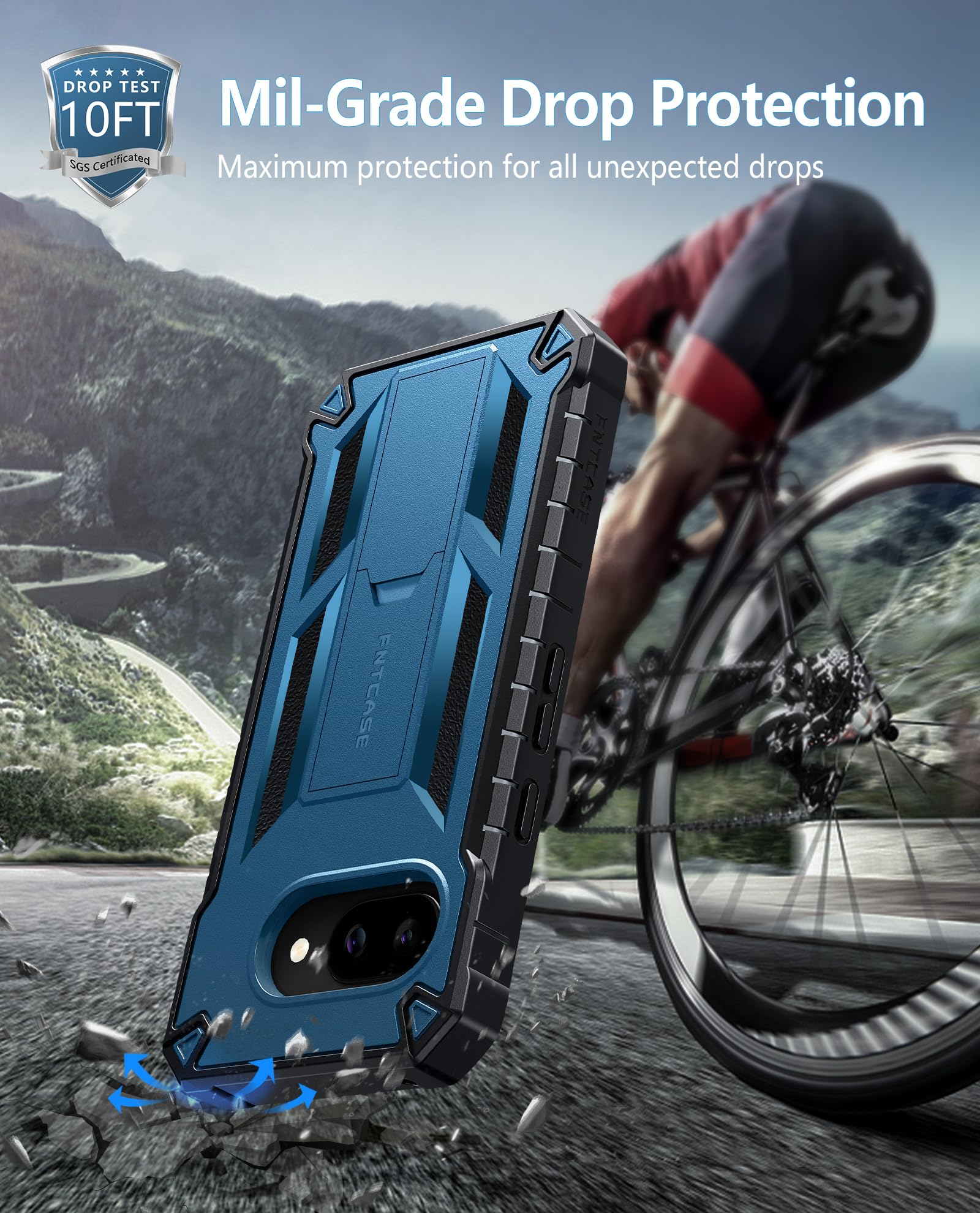 Foto 7 pulgar | Funda De Teléfono Fntcase Para Google Pixel 9a Con Soporte, Color Azul - Venta Internacional.