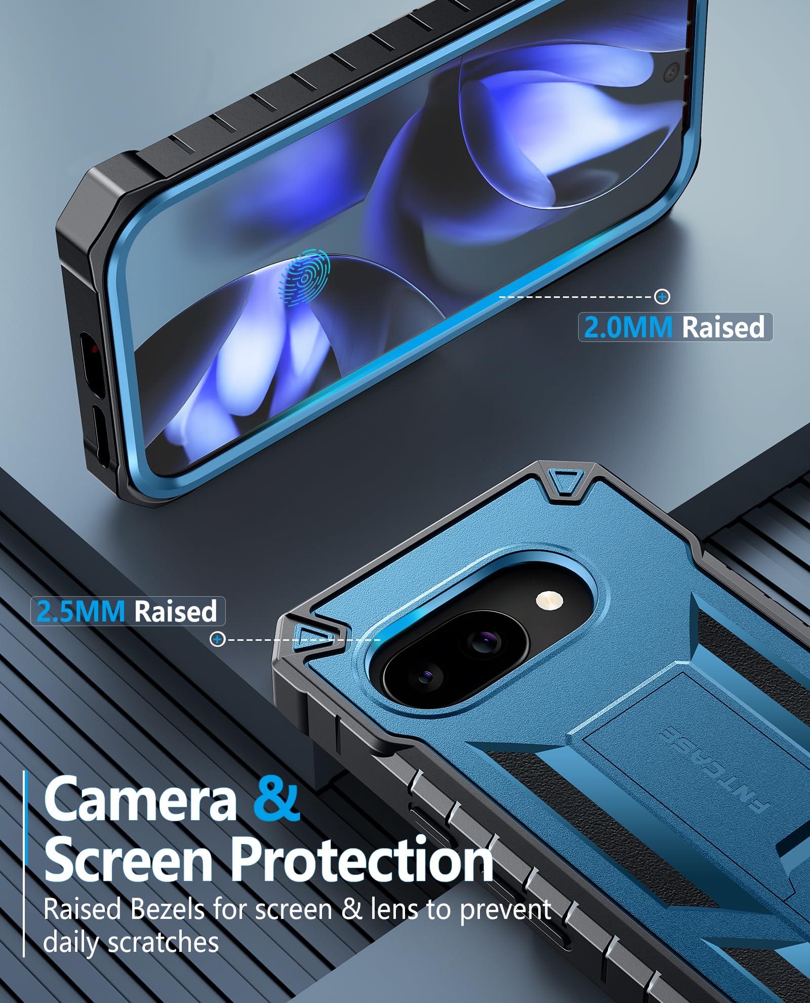 Foto 7 | Funda De Teléfono Fntcase Para Google Pixel 9a Con Soporte, Color Azul - Venta Internacional.