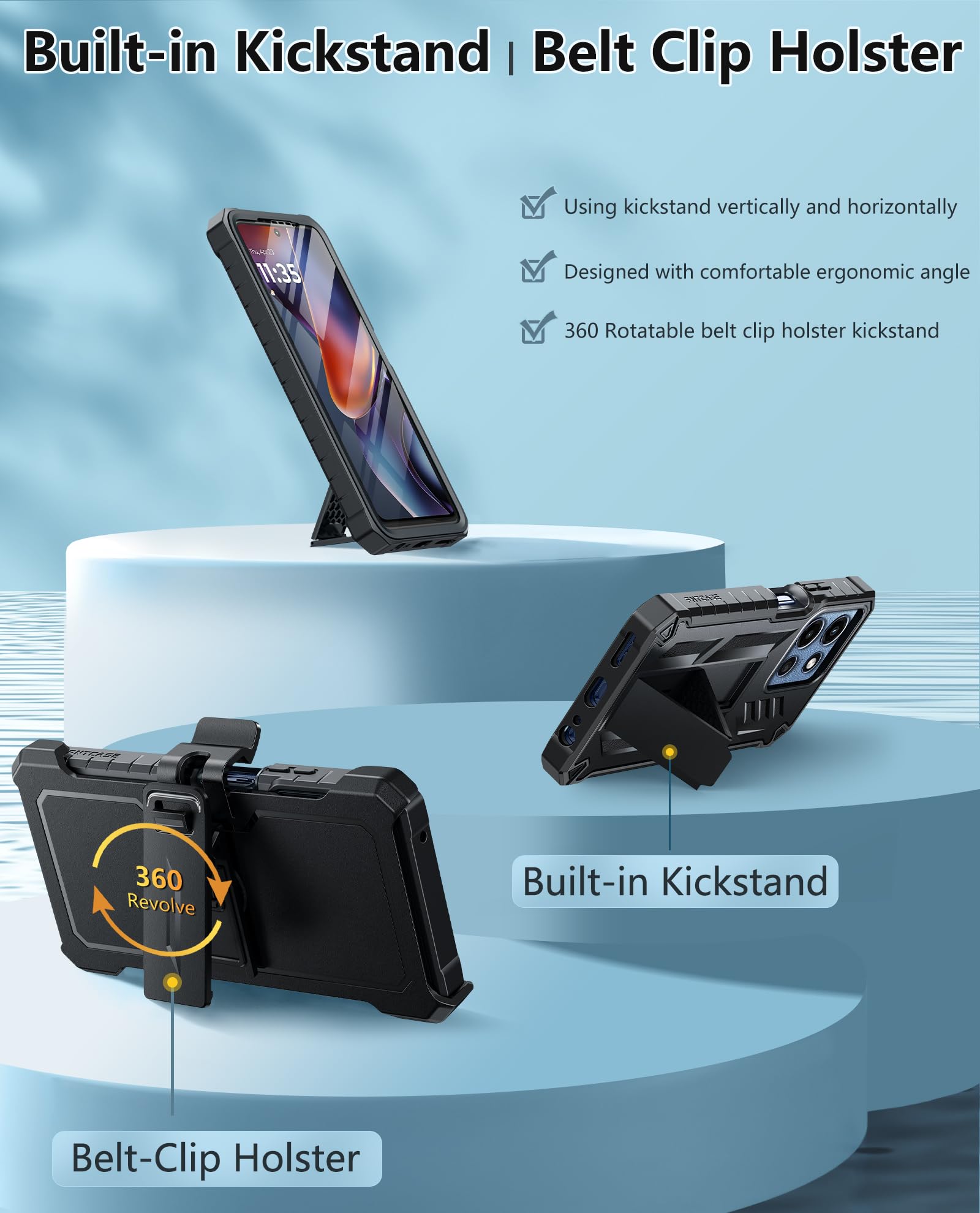 Foto 5 pulgar | Funda De Teléfono Fntcase Para Motorola Moto G 5g-2025 Con Soporte - Venta Internacional.