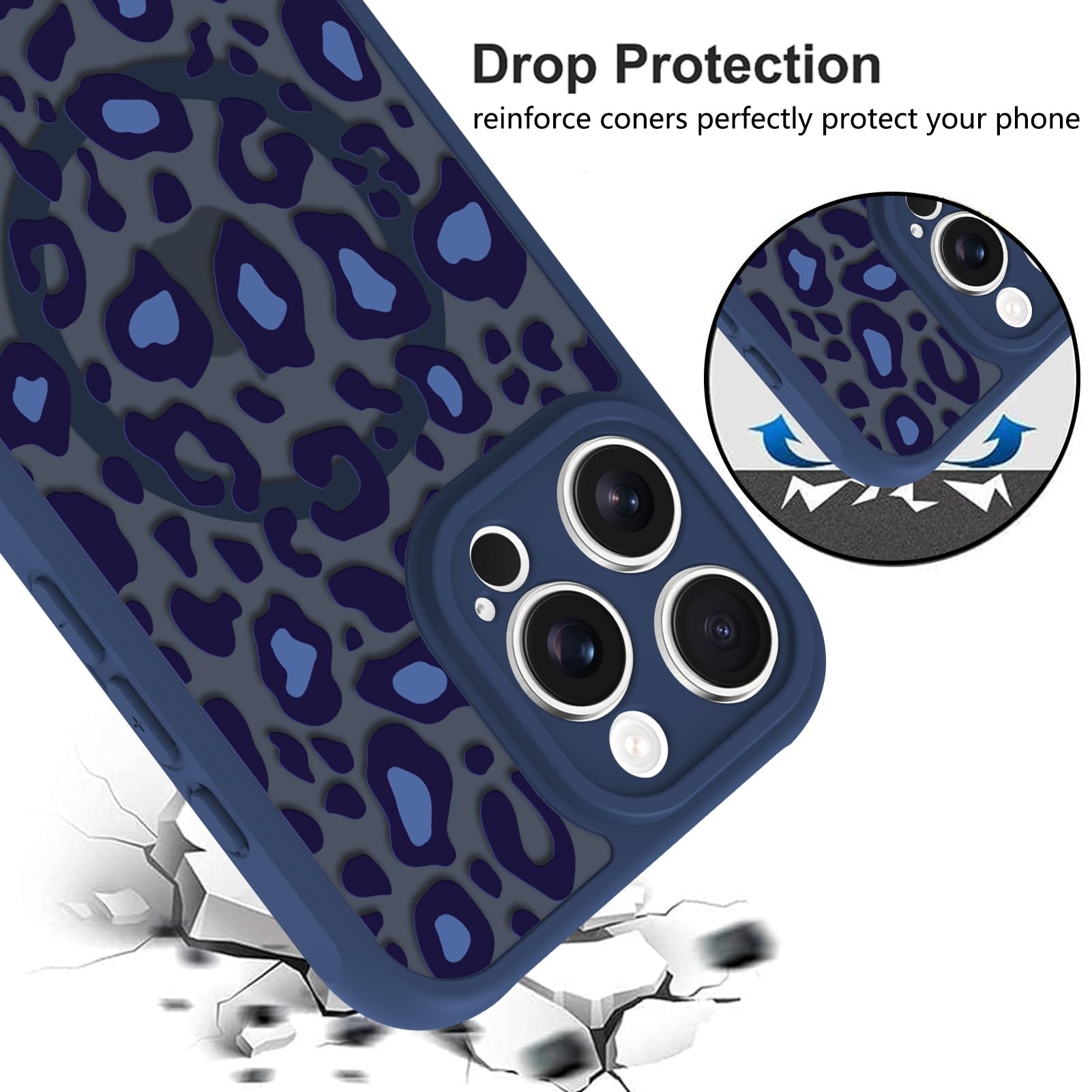 Foto 4 | Funda Kanghar Para Iphone 16 Pro Con Estampado De Leopardo Azul Y Magsafe - Venta Internacional.