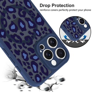 Foto 4 | Funda Kanghar Para Iphone 16 Pro Con Estampado De Leopardo Azul Y Magsafe - Venta Internacional.