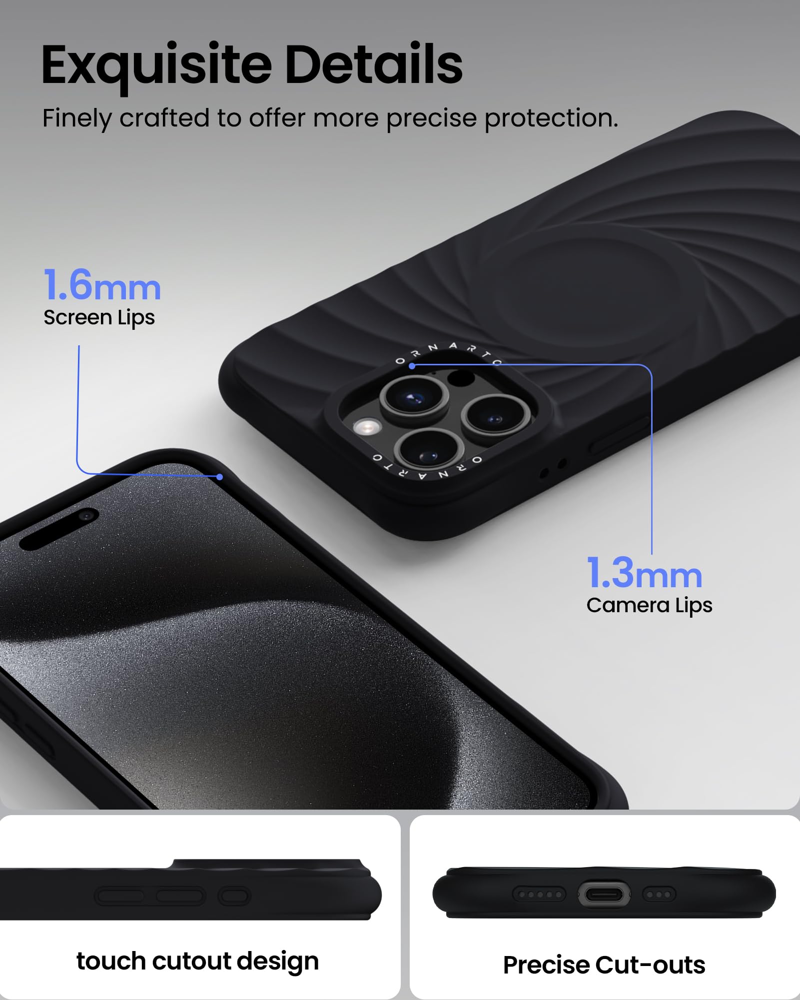 Foto 5 pulgar | Funda Ornarto Vortuxe Para Iphone 15 Pro Con 2 Protectores Contra Caídas - Venta Internacional.