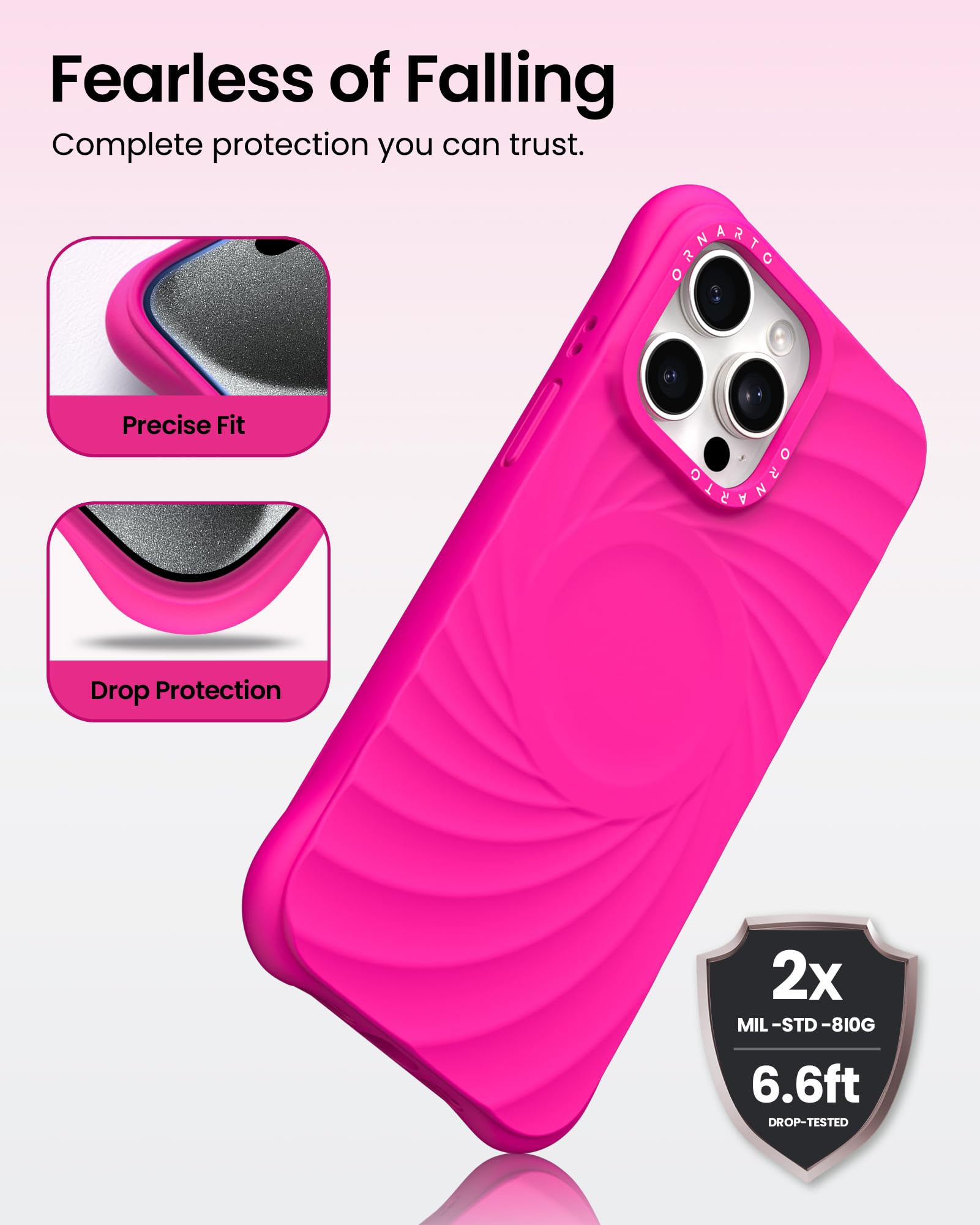 Foto 4 pulgar | Funda Ornarto Vortuxe Para Iphone 15 Pro Max, Color Rosa Intenso - Venta Internacional.