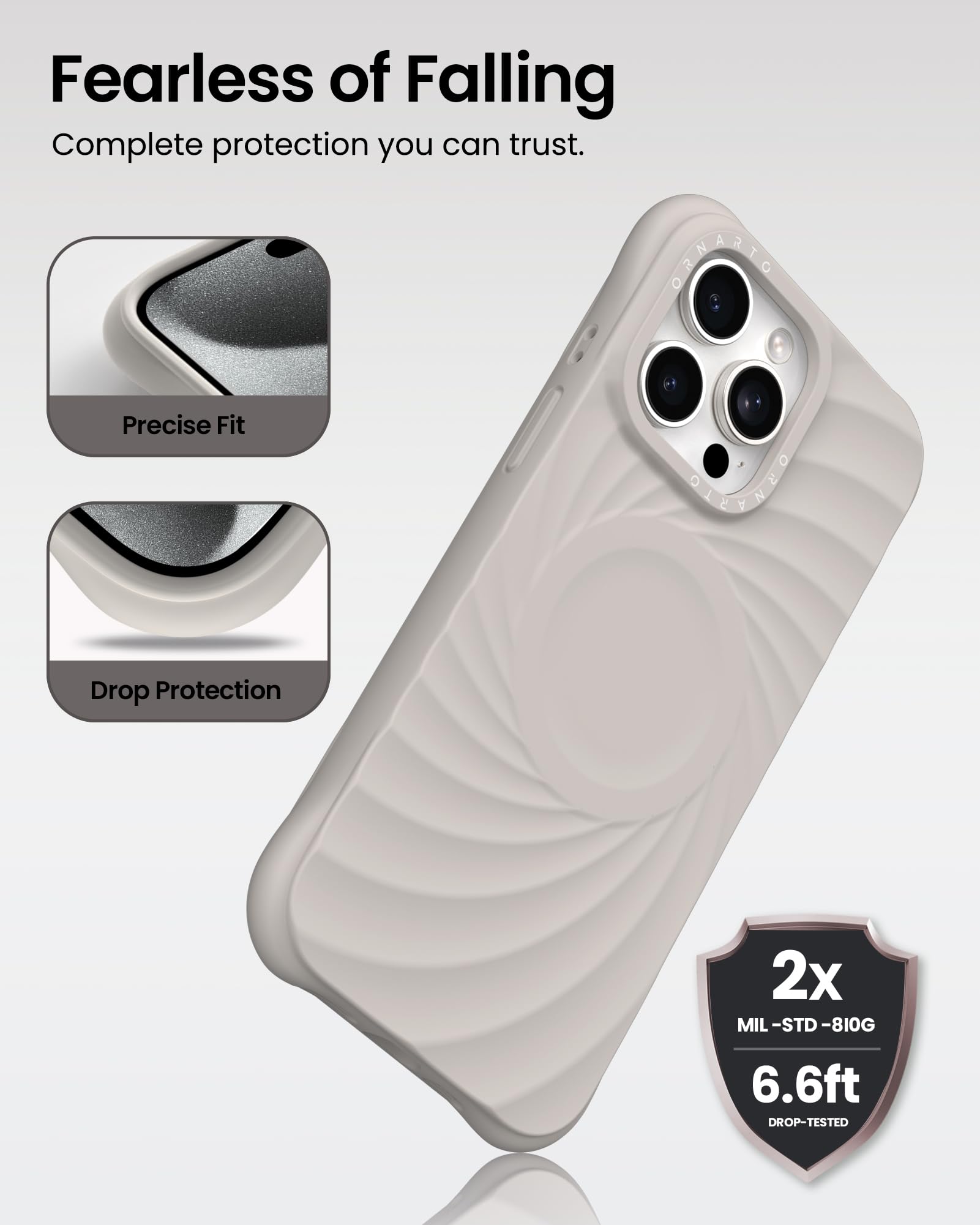 Foto 3 | Funda De Teléfono Ornarto Vortuxe Para Iphone 15 Pro 6.1 Stone Grey - Venta Internacional.