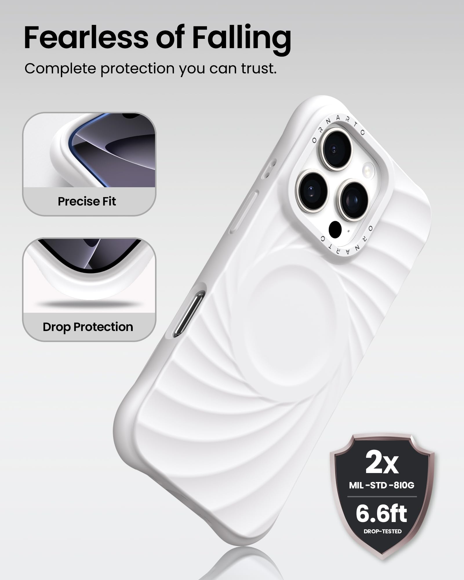 Foto 4 pulgar | Funda De Teléfono Ornarto Vortuxe Para Iphone 16 Pro Max Blanca - Venta Internacional.