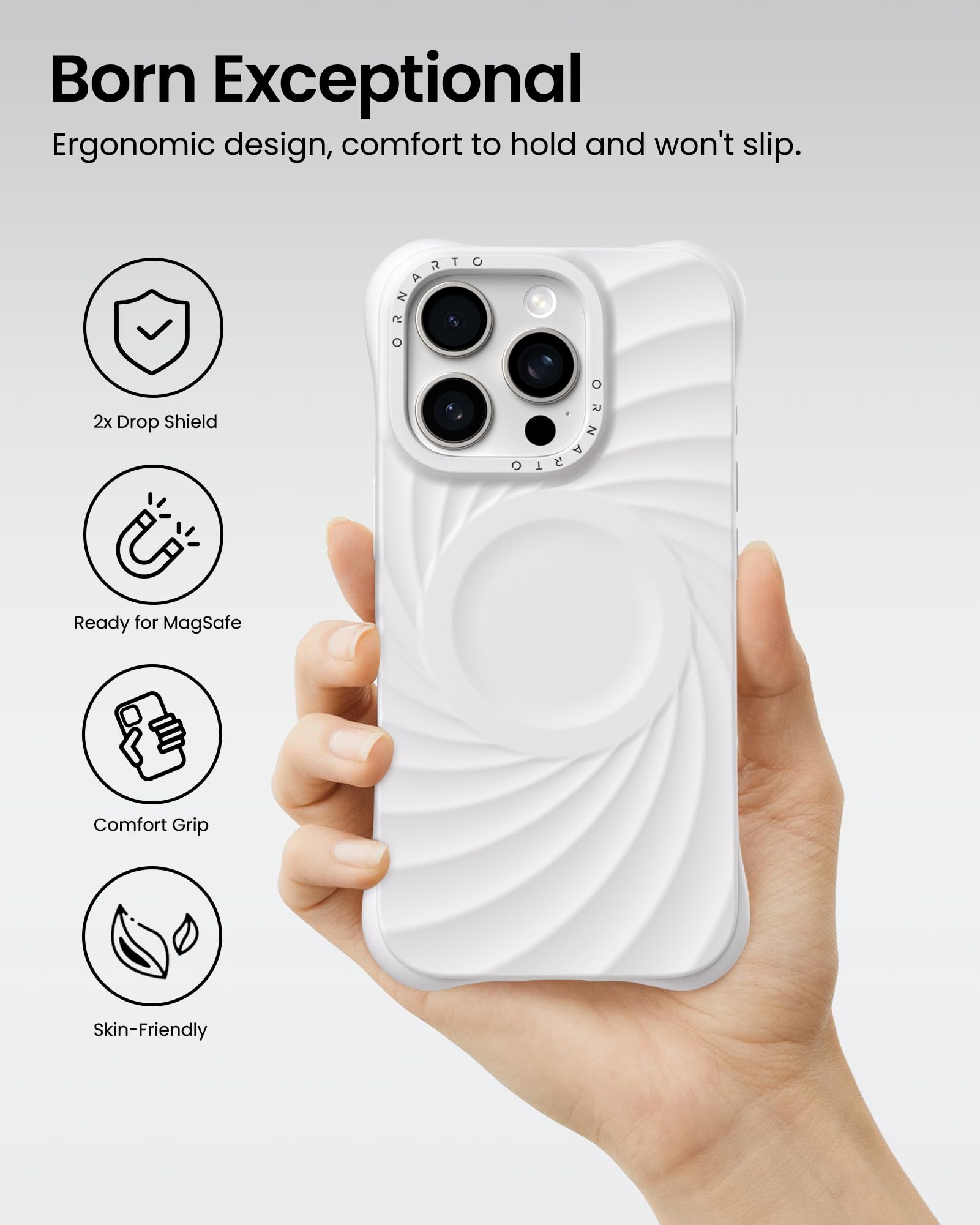 Foto 6 pulgar | Funda De Teléfono Ornarto Vortuxe Para Iphone 16 Pro Max Blanca - Venta Internacional.