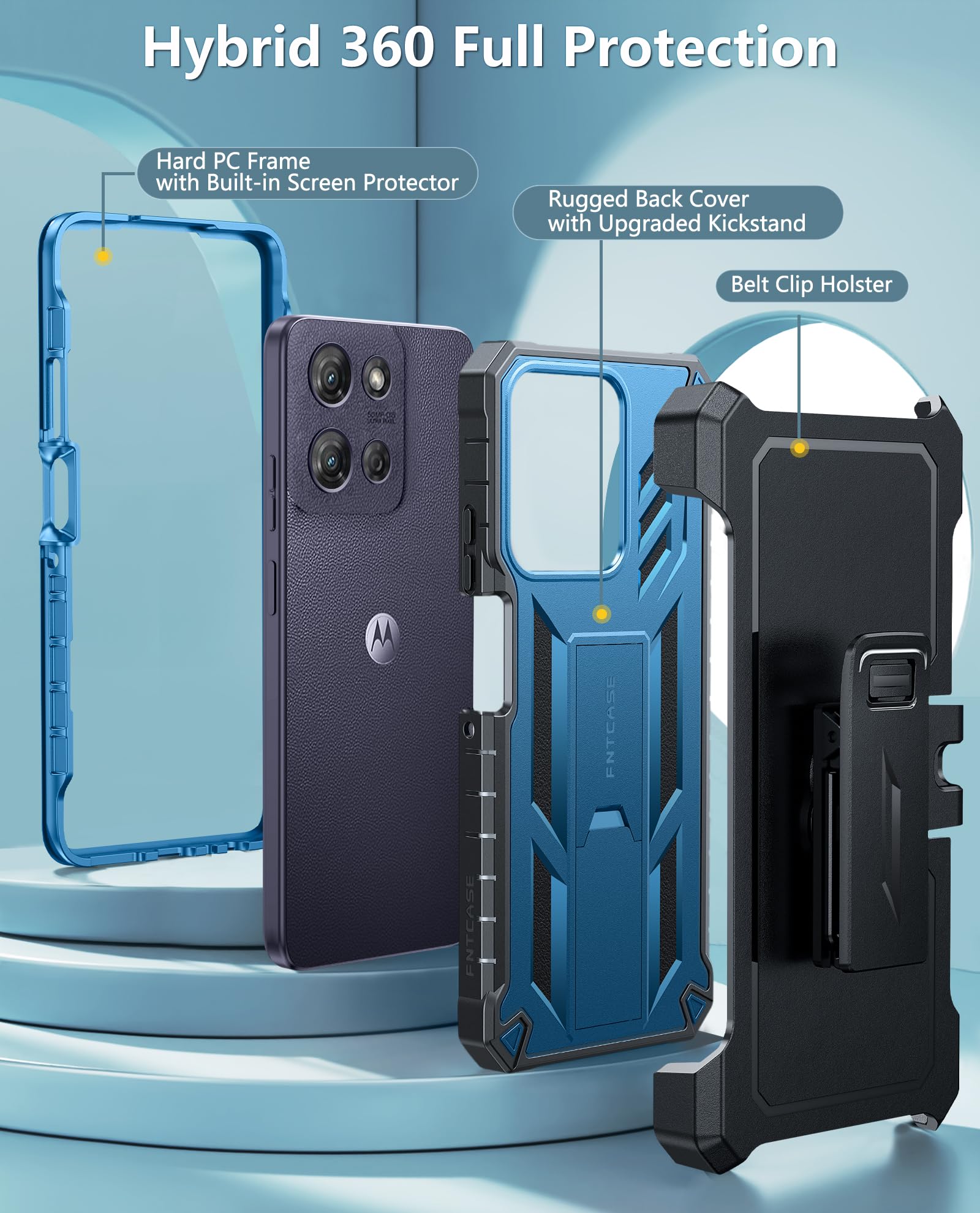 Foto 4 pulgar | Funda De Teléfono Fntcase Para Motorola Moto G Power 5g 2025 Azul - Venta Internacional.