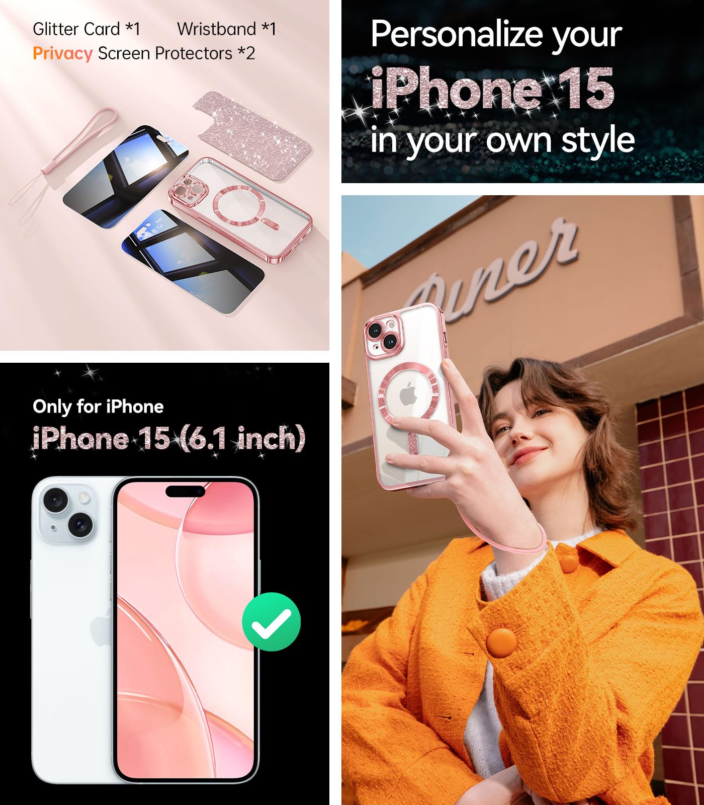 Foto 2 | Funda De Teléfono Meifigno Diseñada Para Iphone 15 Con Pantalla De Privacidad - Venta Internacional.