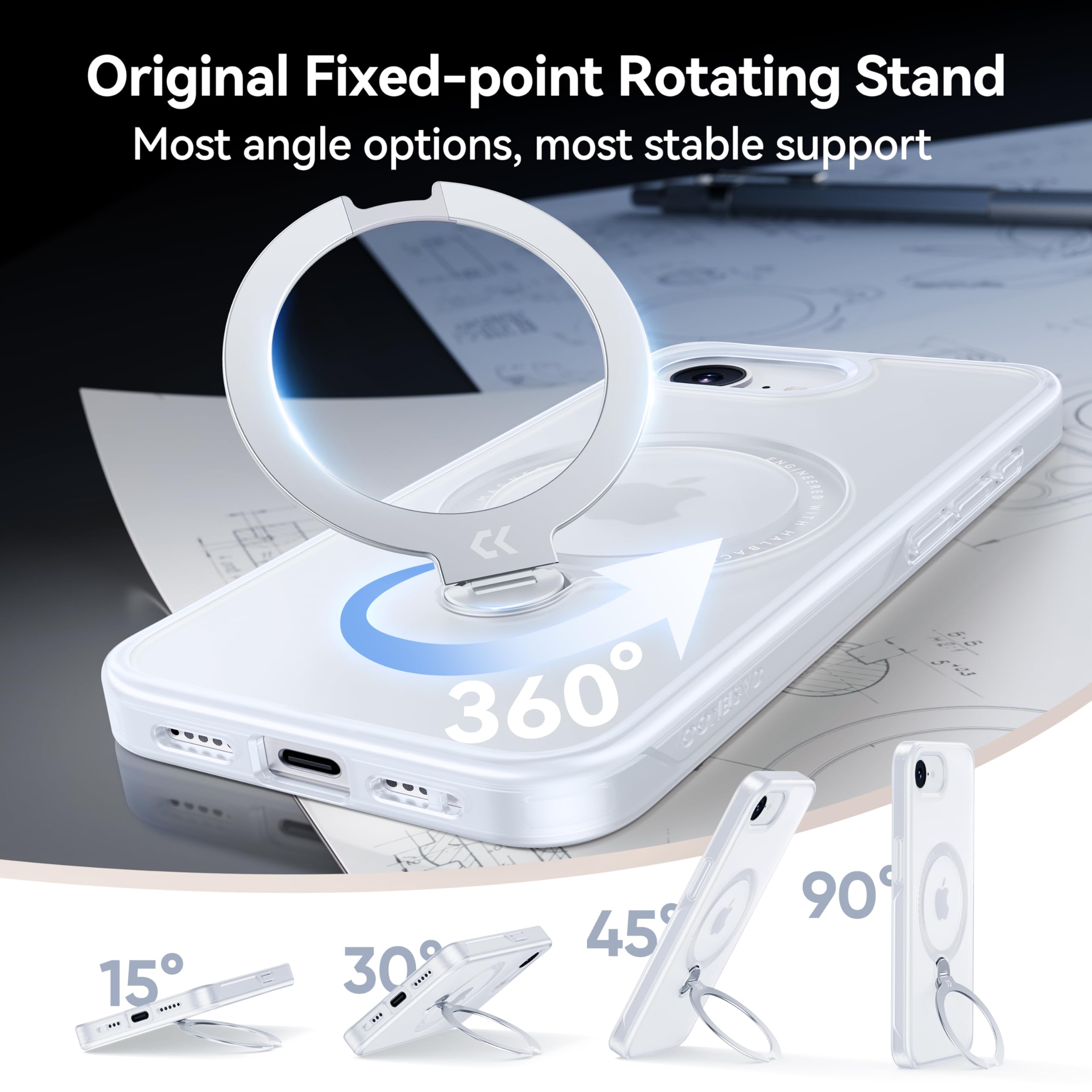 Foto 3 pulgar | Funda De Teléfono Casekoo Patentada Con Soporte Magnético De Giro De 360° Para Iphone 16e - Venta Internacional.