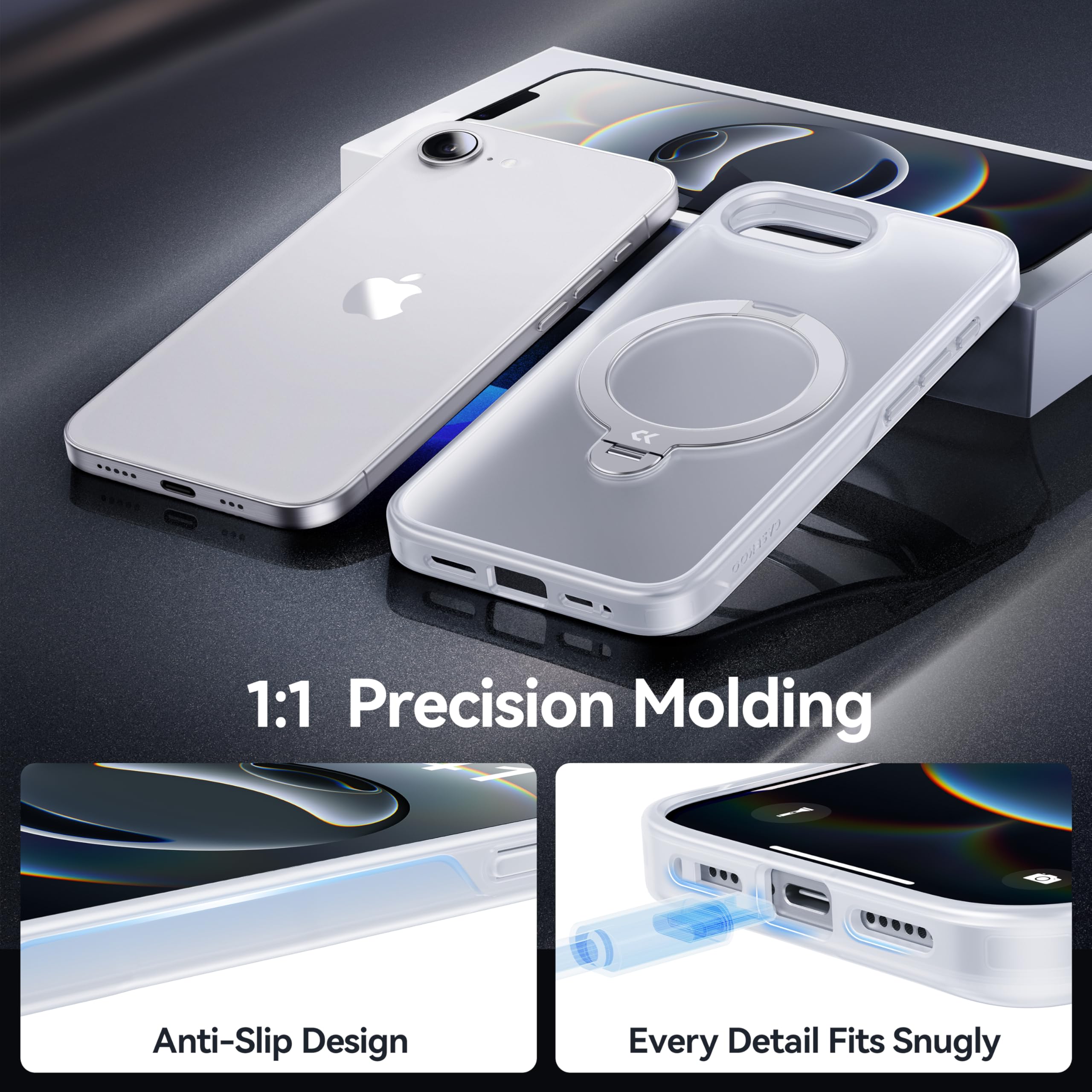 Foto 8 pulgar | Funda De Teléfono Casekoo Patentada Con Soporte Magnético De Giro De 360° Para Iphone 16e - Venta Internacional.