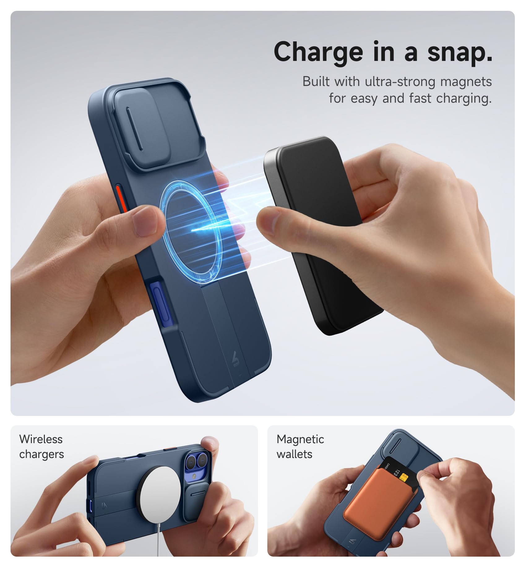 Foto 3 | Funda Suritch Para Iphone 16 Plus Con Cámara Magnética Slide Blue - Venta Internacional.