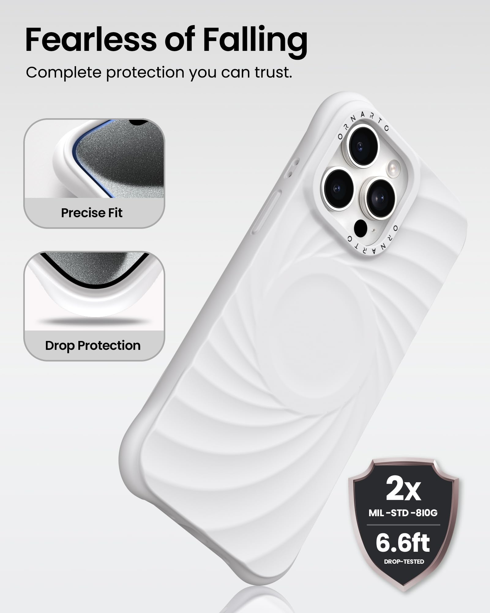 Foto 4 pulgar | Funda Ornarto Vortuxe Para Iphone 15 Pro 6.1 Blanca - Venta Internacional.