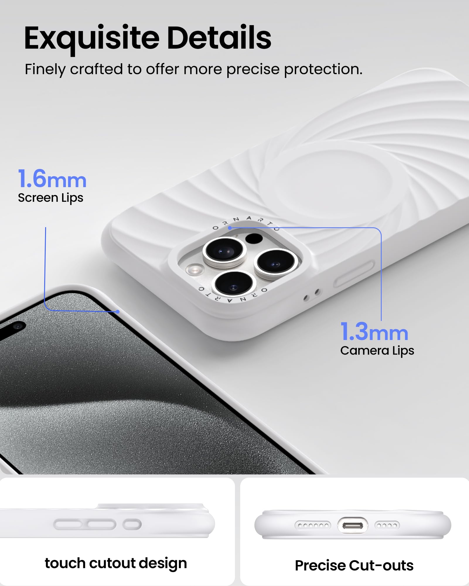 Foto 5 pulgar | Funda Ornarto Vortuxe Para Iphone 15 Pro 6.1 Blanca - Venta Internacional.