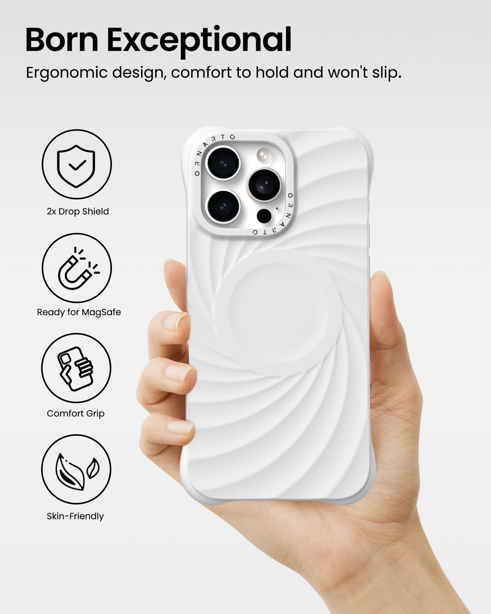 Foto 6 pulgar | Funda Ornarto Vortuxe Para Iphone 15 Pro 6.1 Blanca - Venta Internacional.