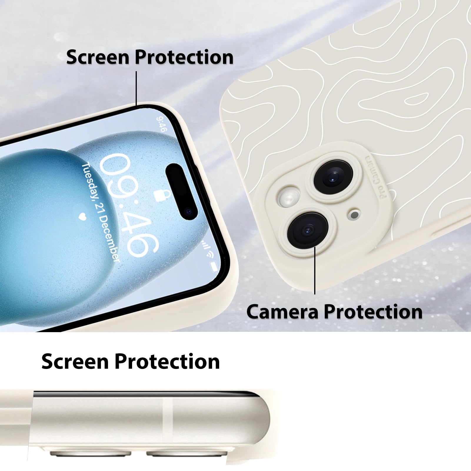 Foto 5 pulgar | Funda De Teléfono Mzelq Para Iphone 15 Plus Silicone Wave Ripple - Venta Internacional.