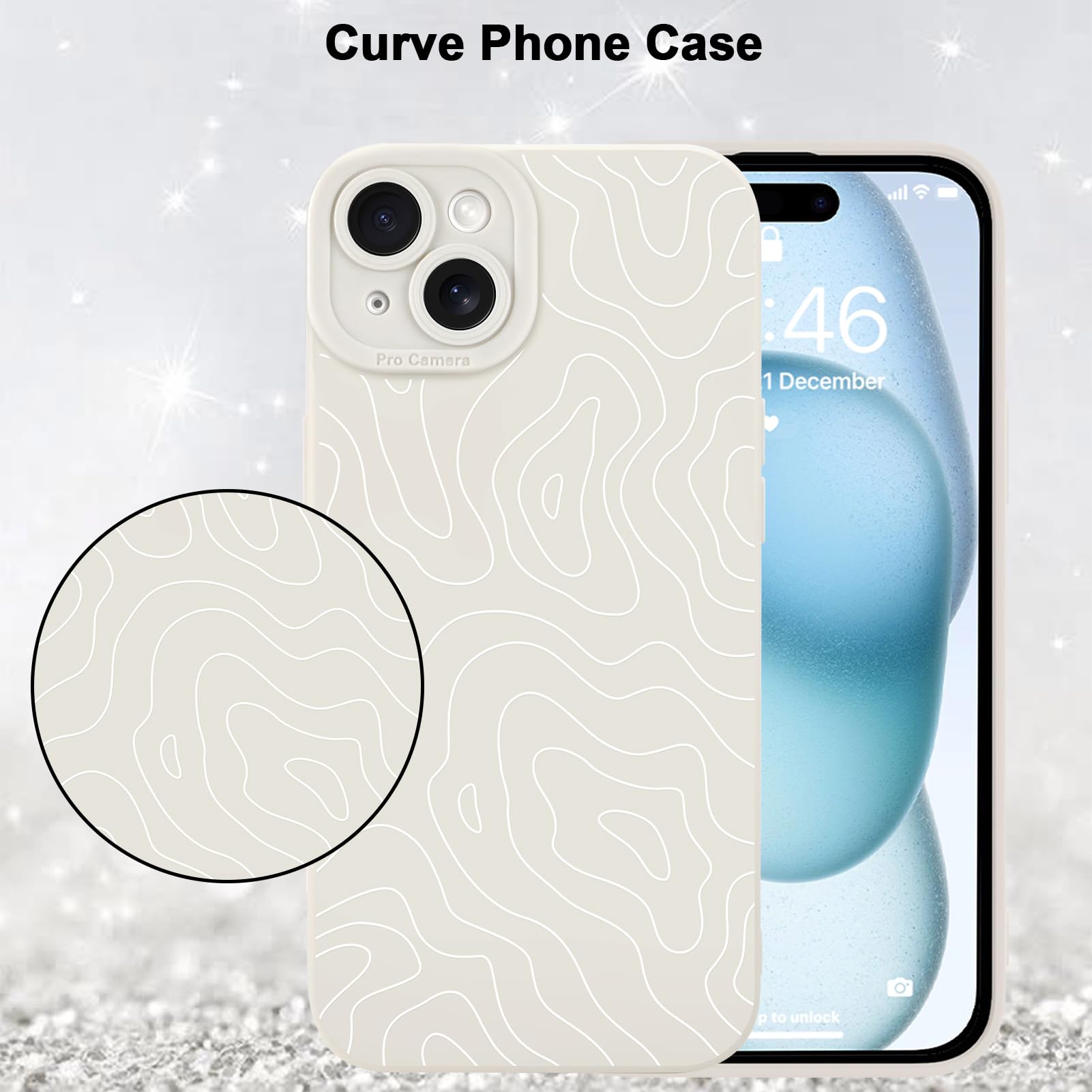 Foto 6 pulgar | Funda De Teléfono Mzelq Para Iphone 15 Plus Silicone Wave Ripple - Venta Internacional.