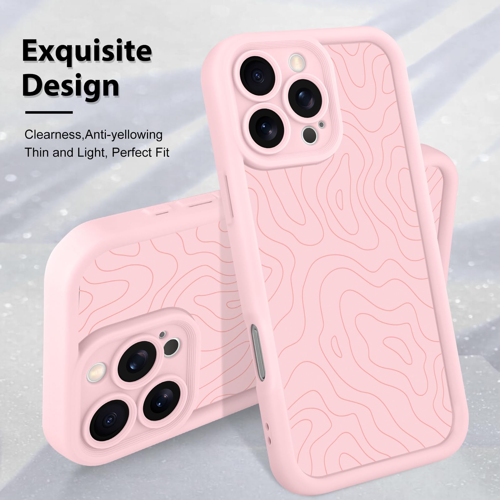 Foto 4 pulgar | Funda De Teléfono Mzelq Para Iphone 16 Pro De Silicona A Prueba De Golpes - Rosa - Venta Internacional.