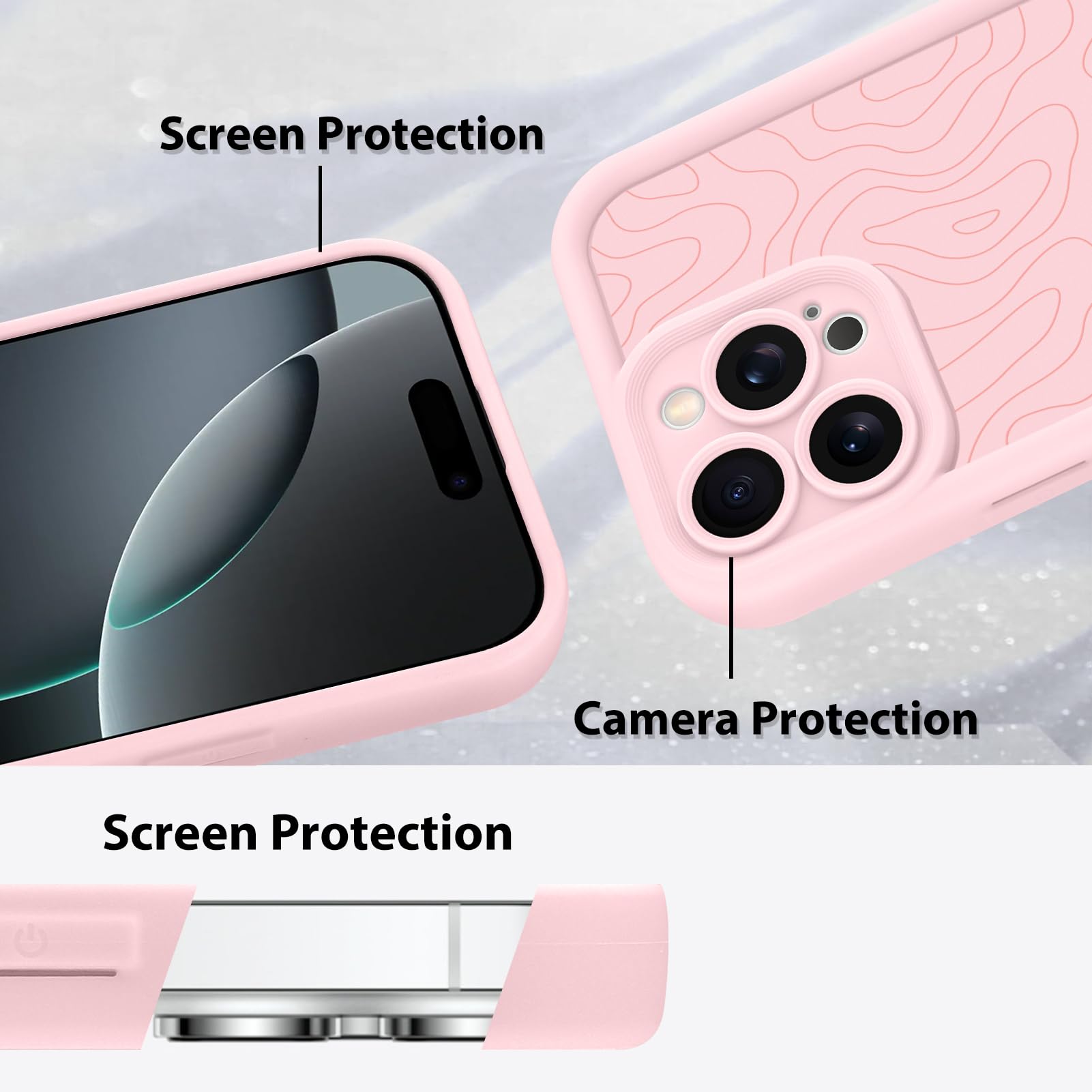 Foto 5 pulgar | Funda De Teléfono Mzelq Para Iphone 16 Pro De Silicona A Prueba De Golpes - Rosa - Venta Internacional.