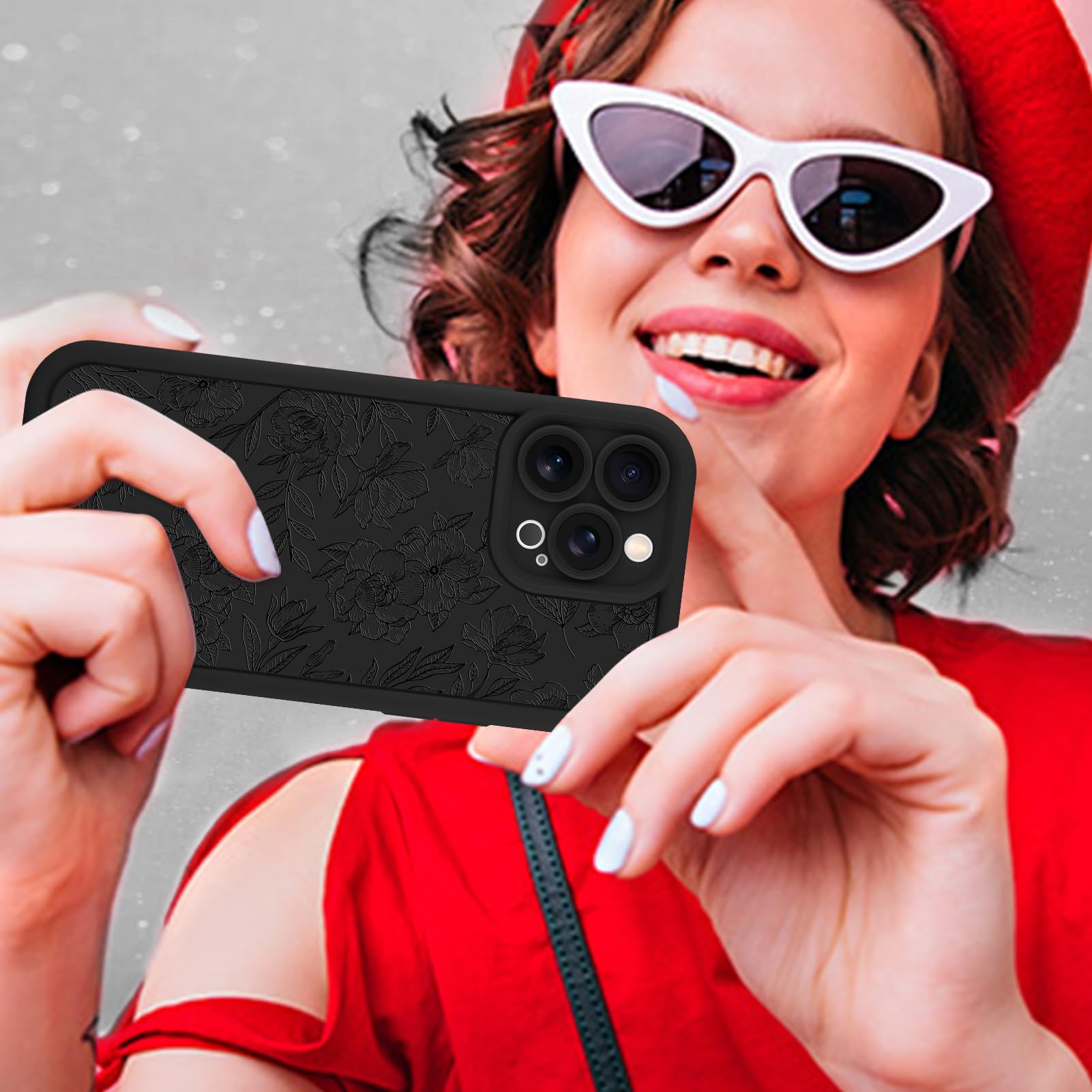 Foto 7 pulgar | Funda De Teléfono Mzelq Con Flores De Silicona Para Iphone 13 Pro Max - Venta Internacional.