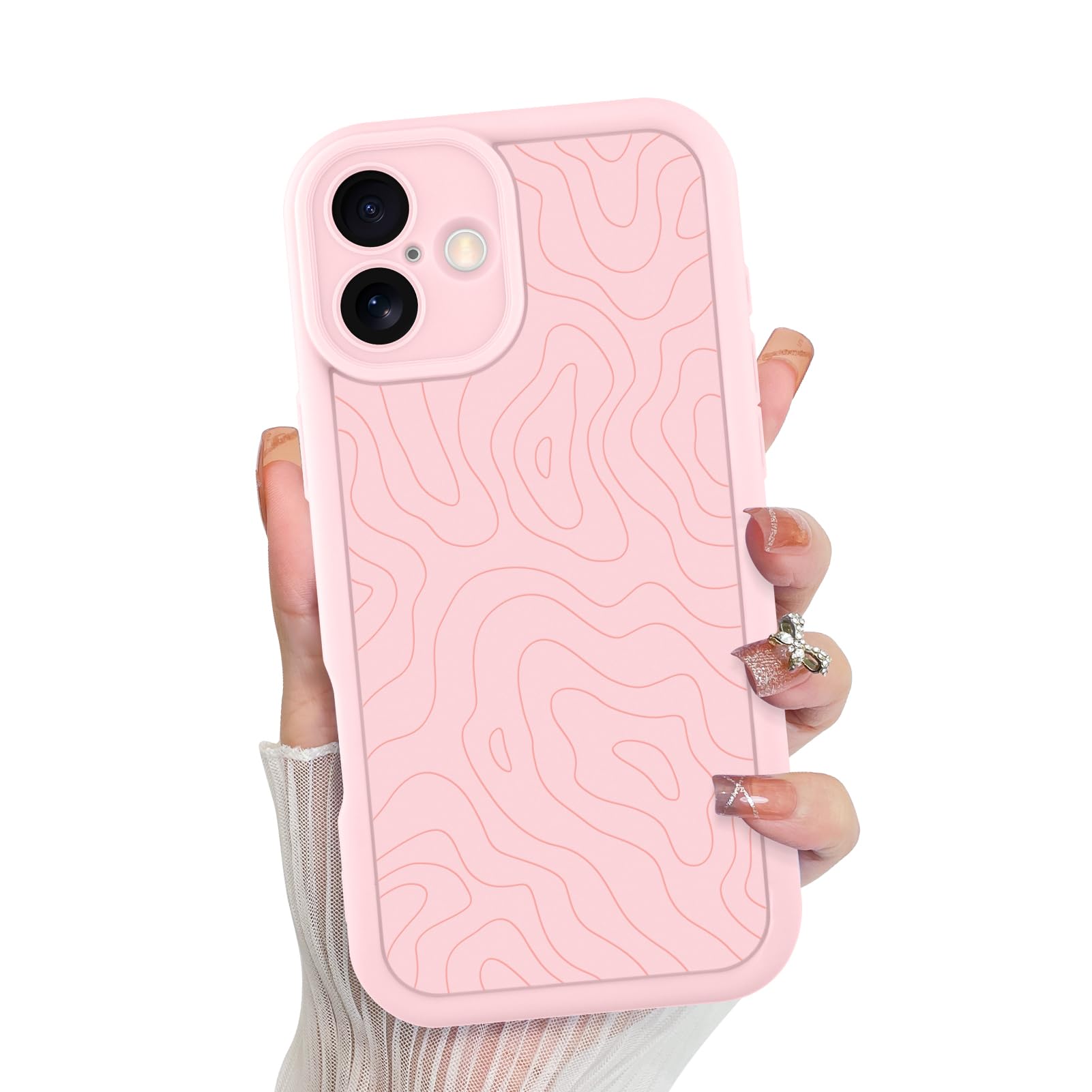 Foto 2 pulgar | Funda De Teléfono Mzelq Para Iphone 16 De Silicona A Prueba De Golpes, Color Rosa - Venta Internacional.