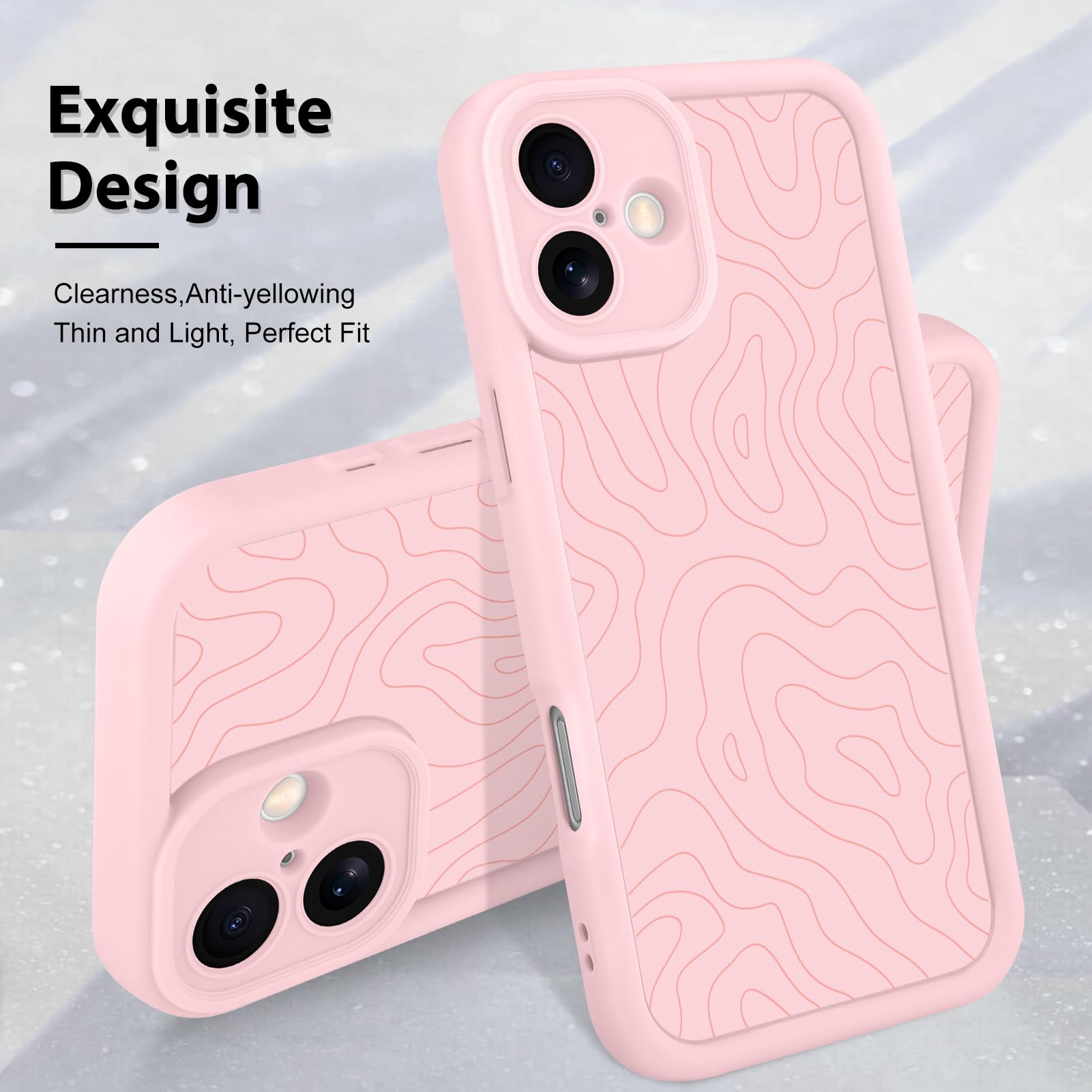 Foto 4 pulgar | Funda De Teléfono Mzelq Para Iphone 16 De Silicona A Prueba De Golpes, Color Rosa - Venta Internacional.