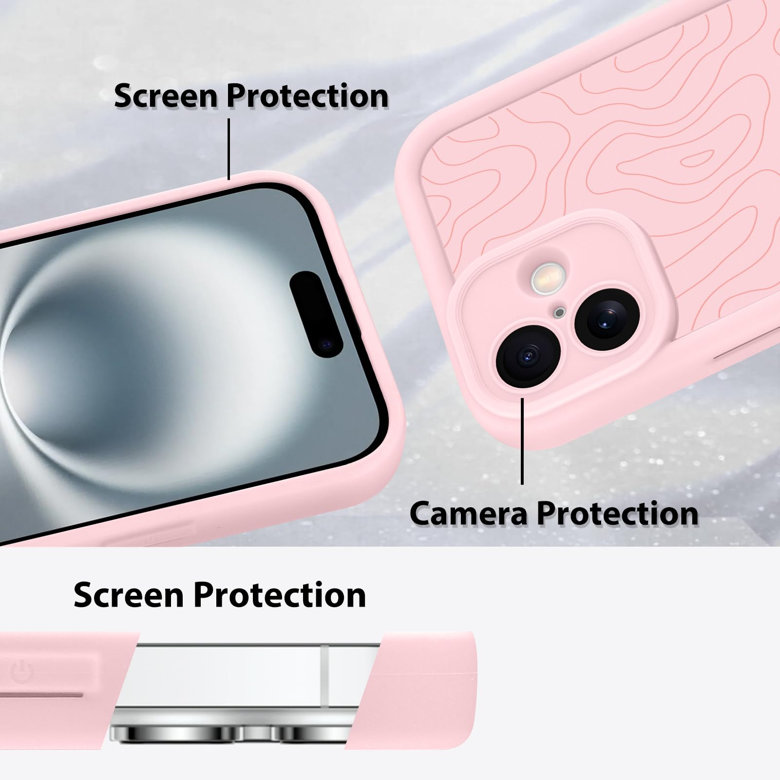 Foto 5 pulgar | Funda De Teléfono Mzelq Para Iphone 16 De Silicona A Prueba De Golpes, Color Rosa - Venta Internacional.