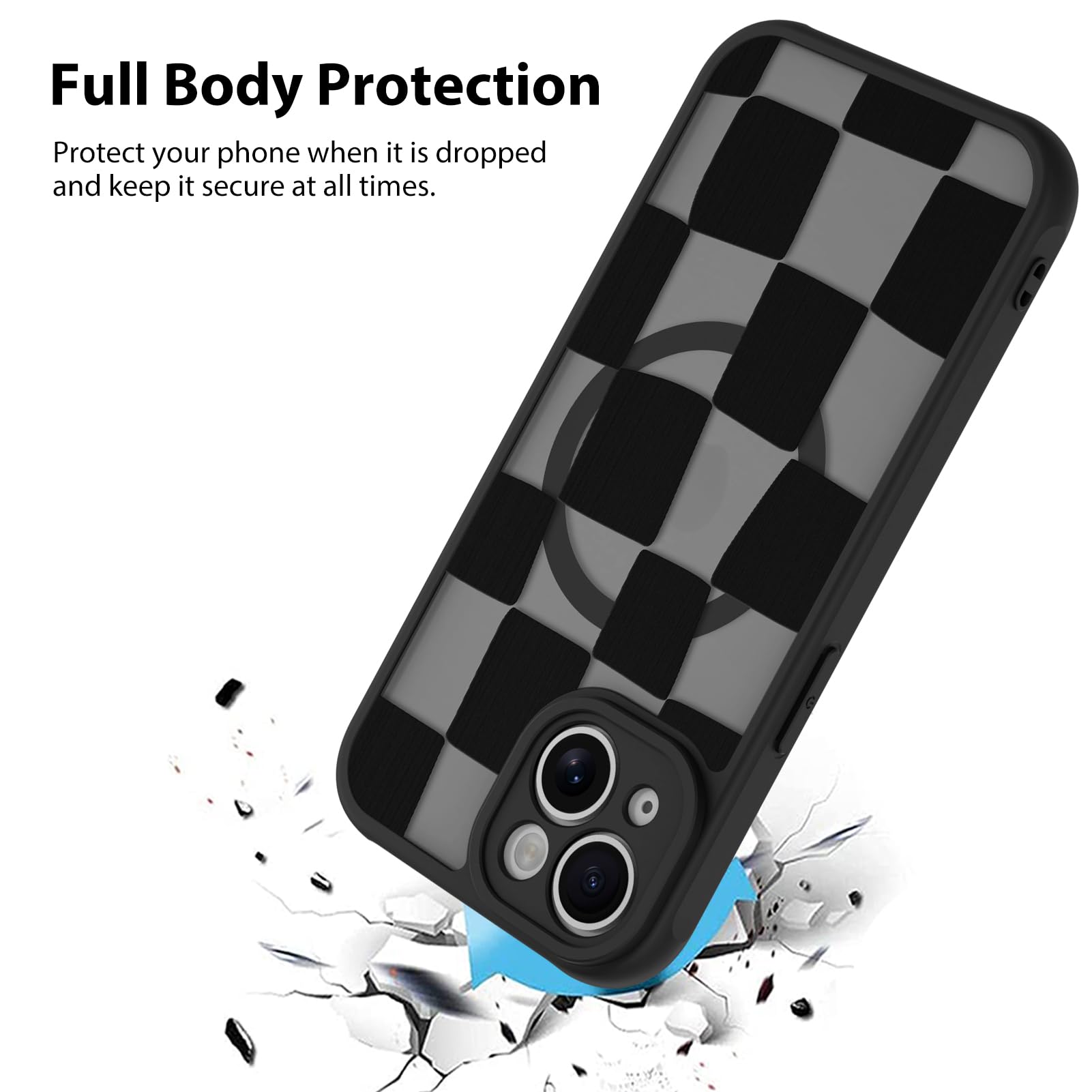 Foto 3 pulgar | Funda De Teléfono Kanghar Para Iphone 14 De Estética Mate A Cuadros - Venta Internacional.
