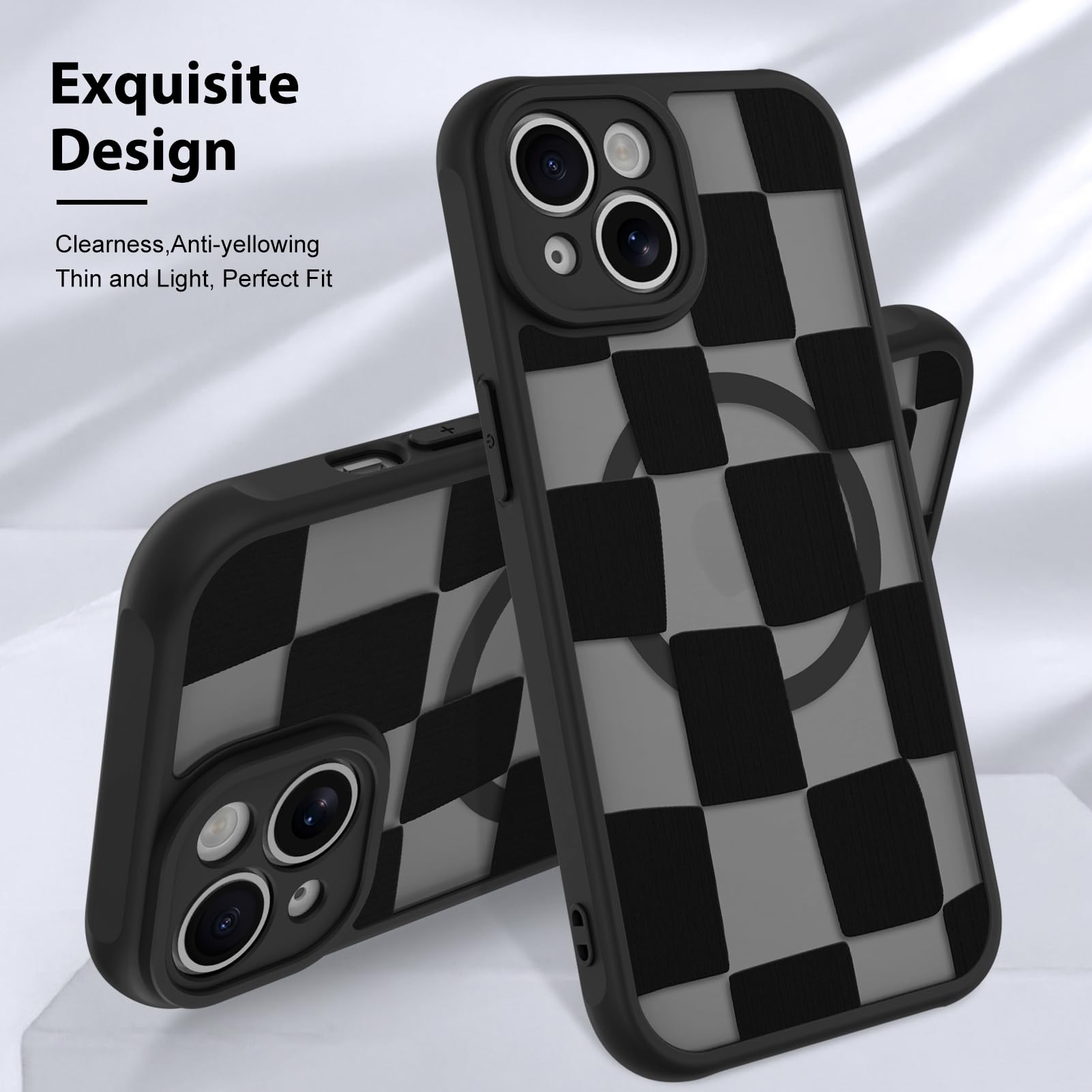 Foto 4 pulgar | Funda De Teléfono Kanghar Para Iphone 14 De Estética Mate A Cuadros - Venta Internacional.