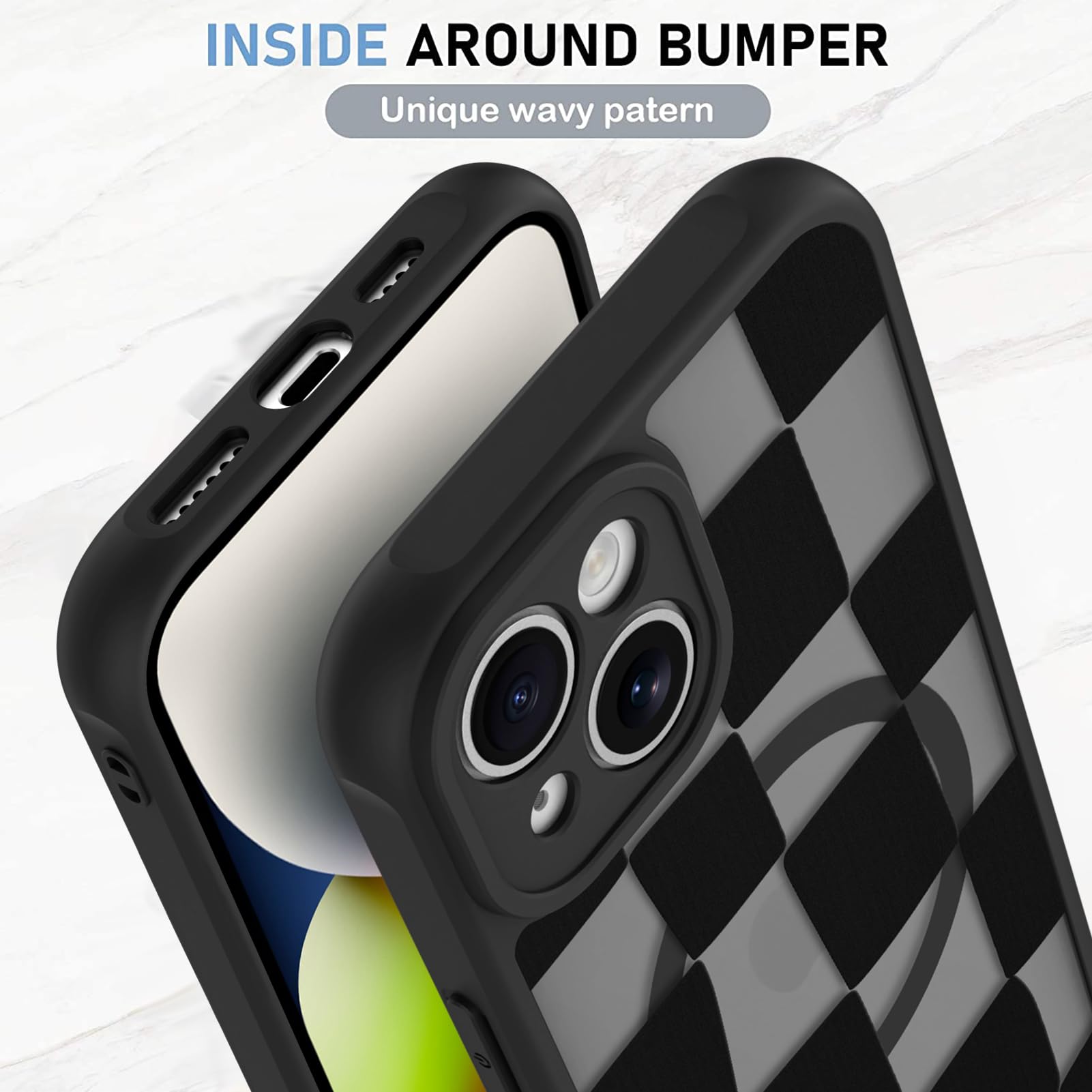 Foto 5 pulgar | Funda De Teléfono Kanghar Para Iphone 14 De Estética Mate A Cuadros - Venta Internacional.