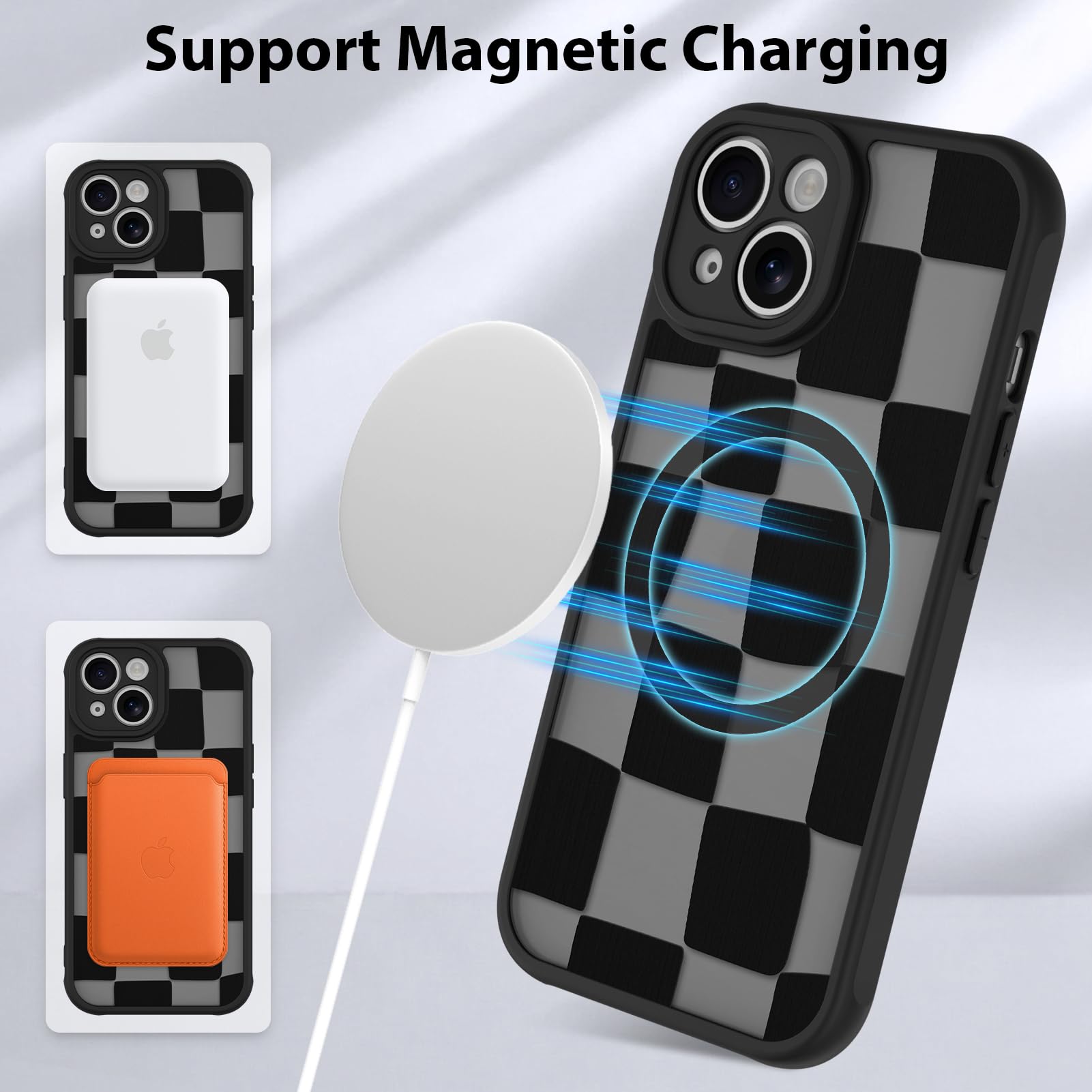 Foto 7 pulgar | Funda De Teléfono Kanghar Para Iphone 14 De Estética Mate A Cuadros - Venta Internacional.