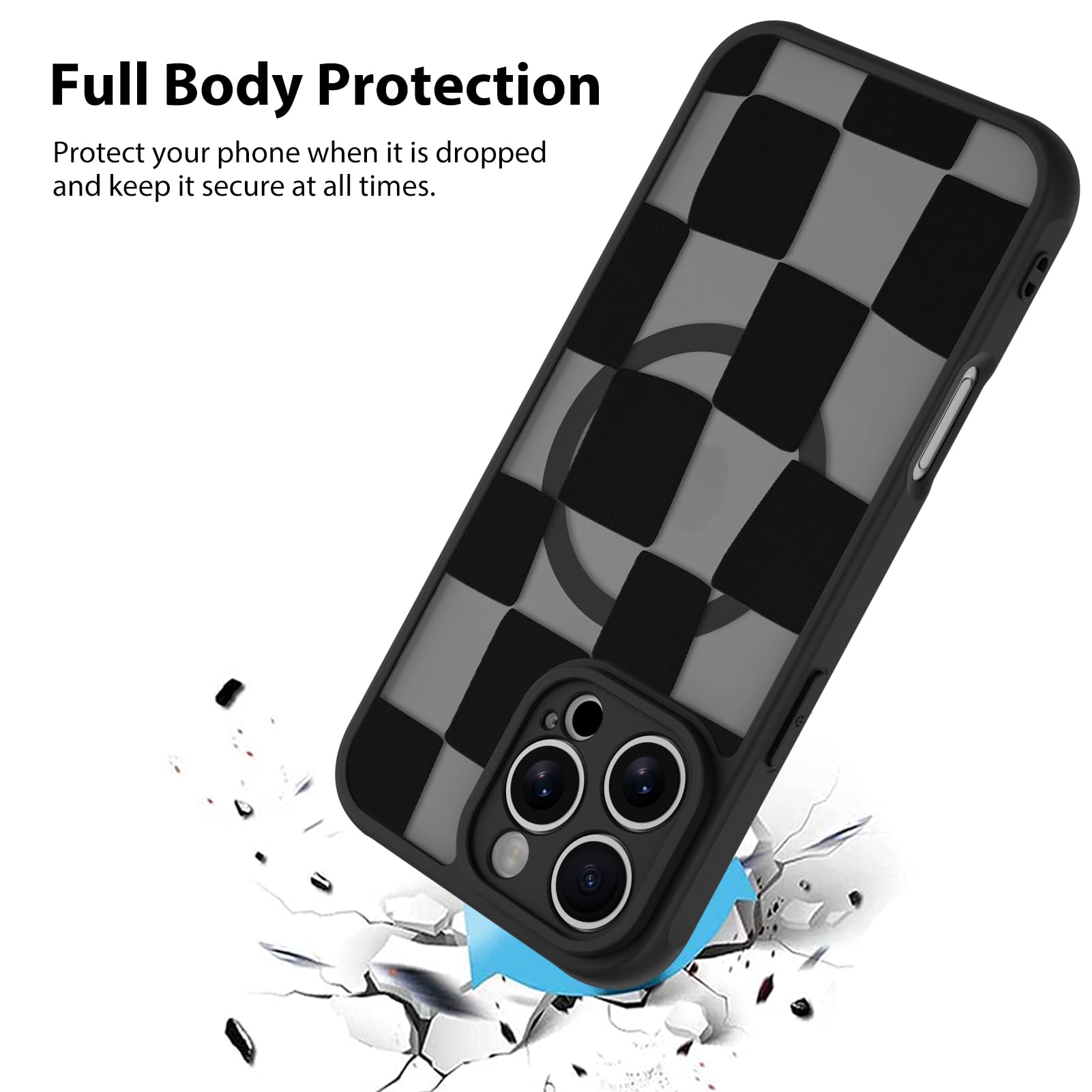 Foto 3 pulgar | Funda De Teléfono Kanghar Para Iphone 16 Pro Max Con Estampado De Cuadros - Venta Internacional.