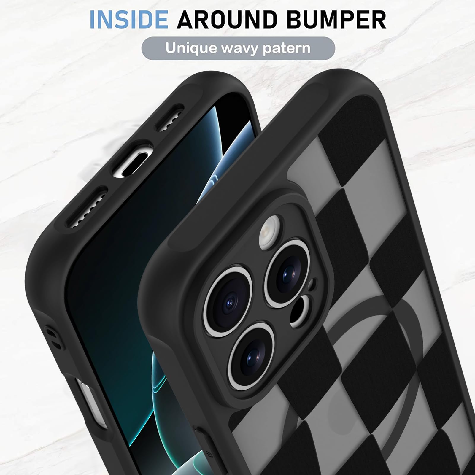 Foto 5 pulgar | Funda De Teléfono Kanghar Para Iphone 16 Pro Max Con Estampado De Cuadros - Venta Internacional.