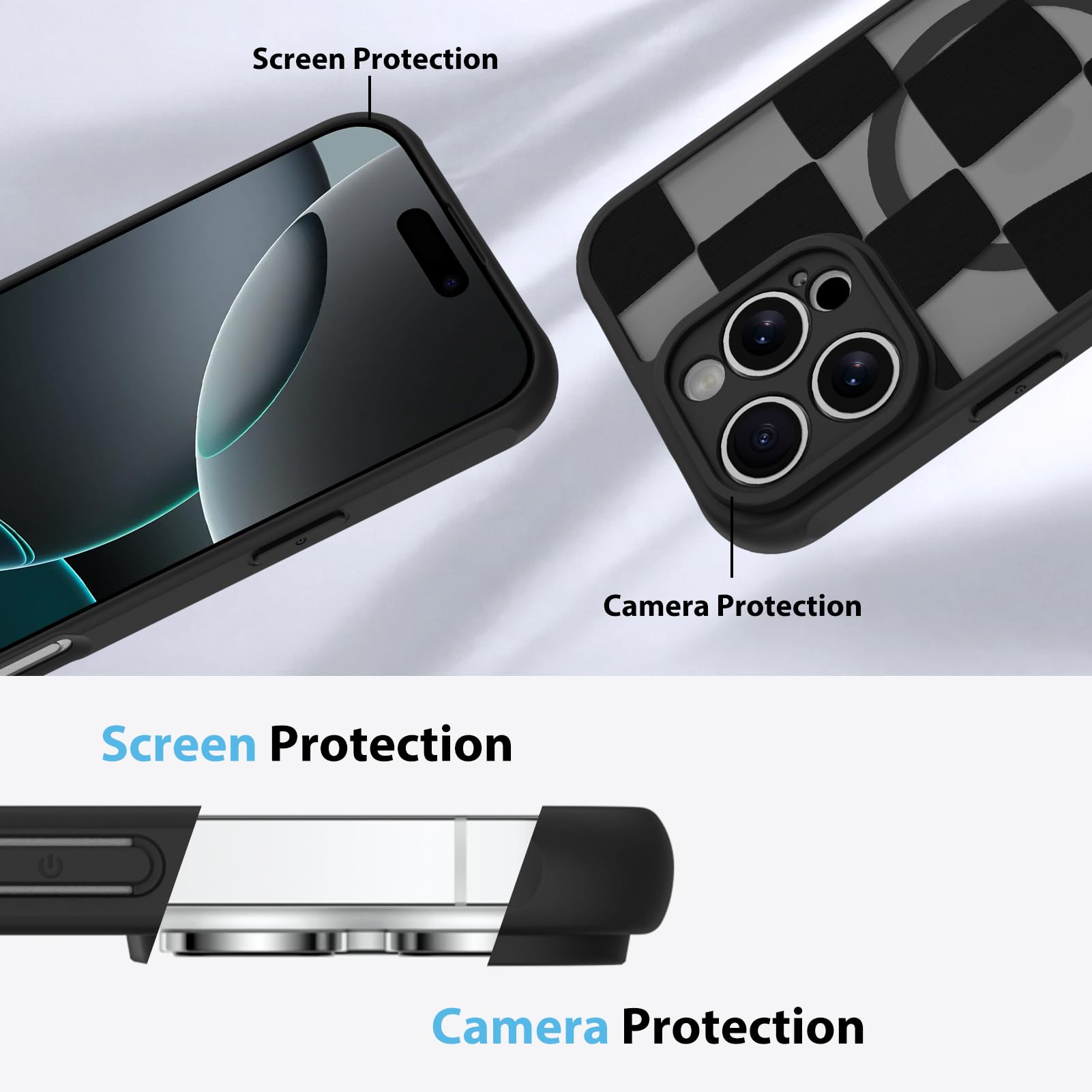 Foto 6 pulgar | Funda De Teléfono Kanghar Para Iphone 16 Pro Max Con Estampado De Cuadros - Venta Internacional.