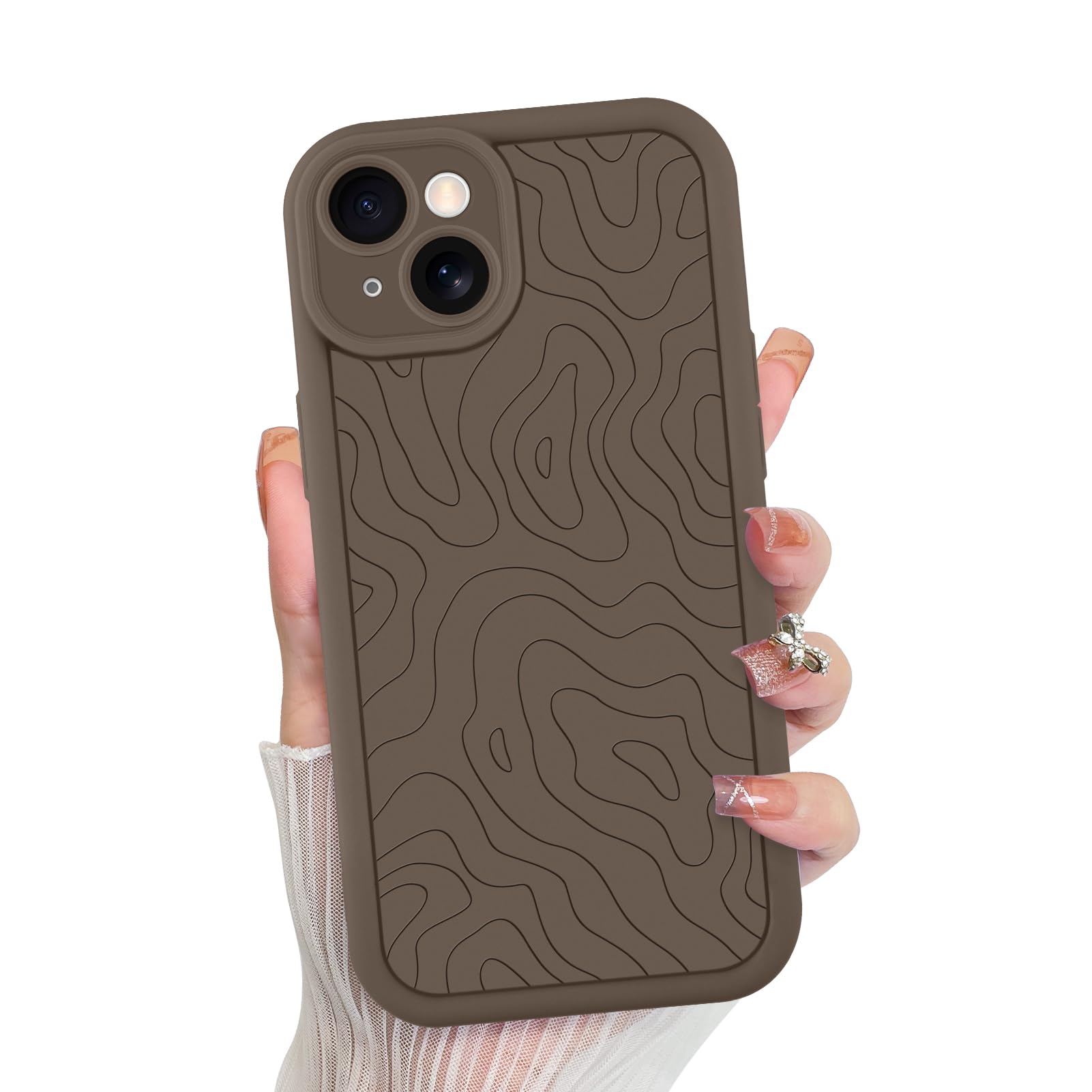 Foto 2 pulgar | Funda De Teléfono Mzelq Para Iphone 15 Silicone Wave Ripple Brown - Venta Internacional.