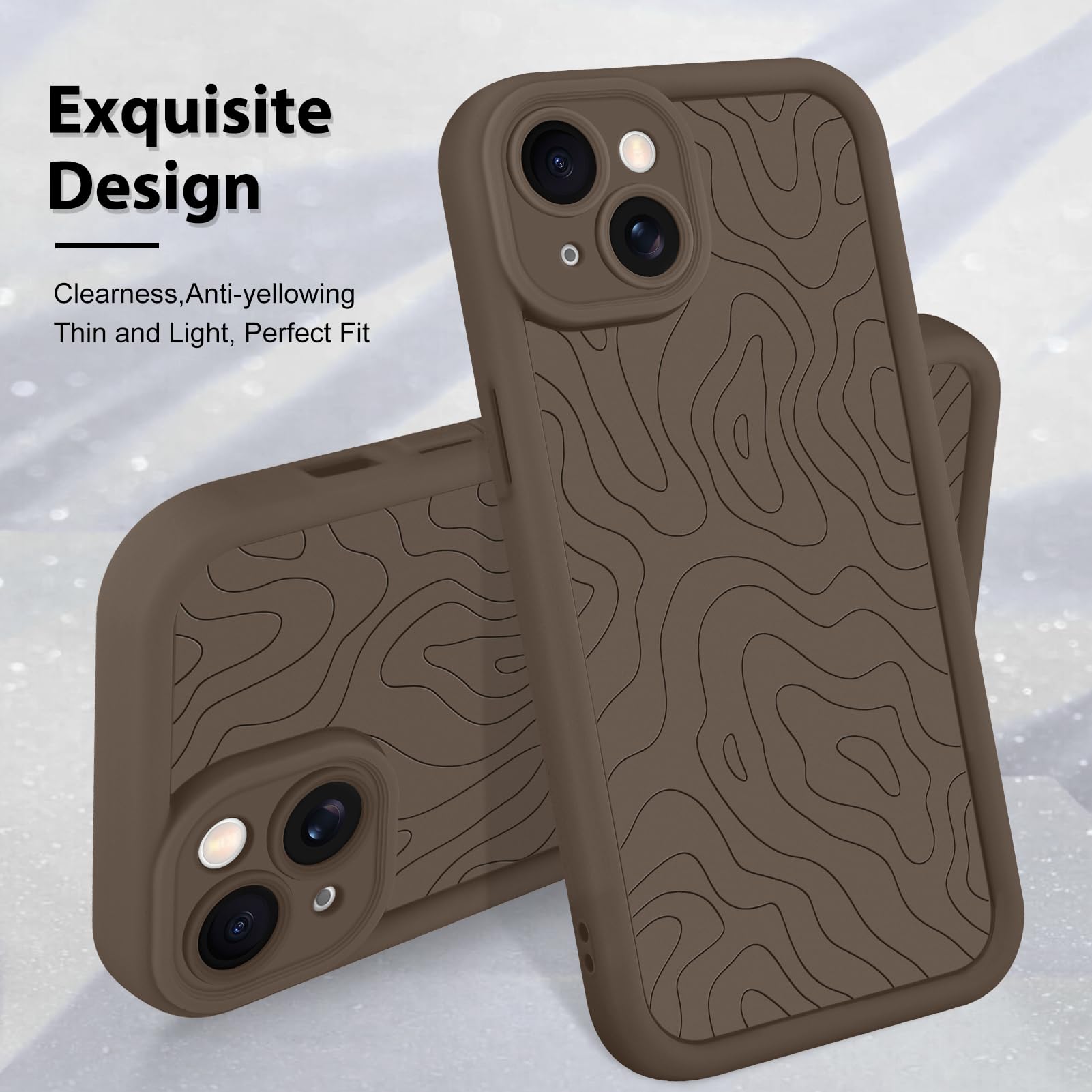Foto 4 pulgar | Funda De Teléfono Mzelq Para Iphone 15 Silicone Wave Ripple Brown - Venta Internacional.
