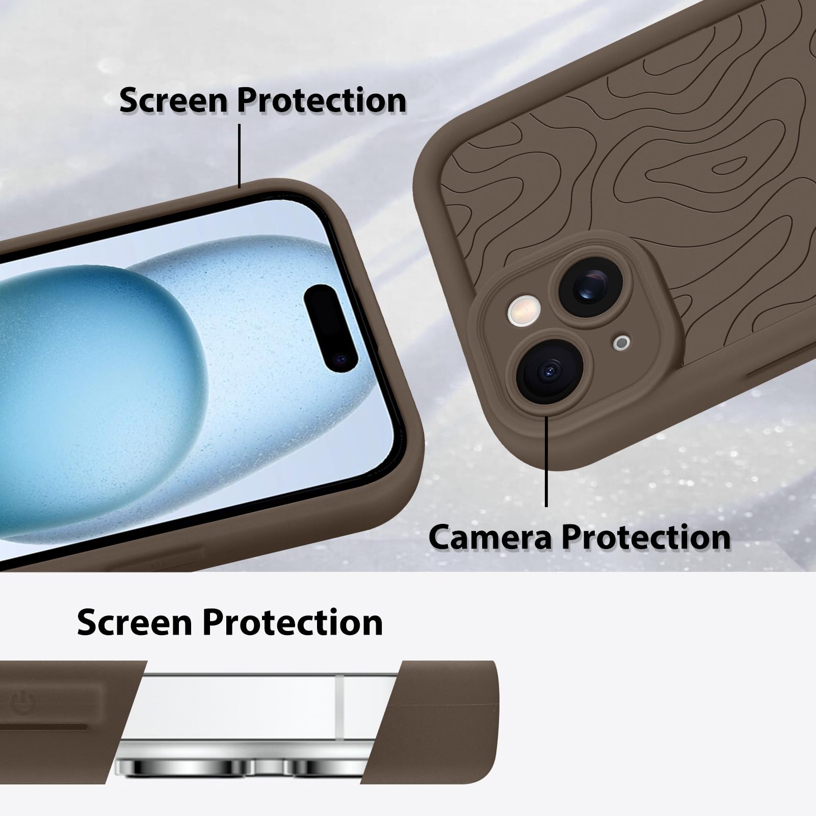 Foto 5 pulgar | Funda De Teléfono Mzelq Para Iphone 15 Silicone Wave Ripple Brown - Venta Internacional.