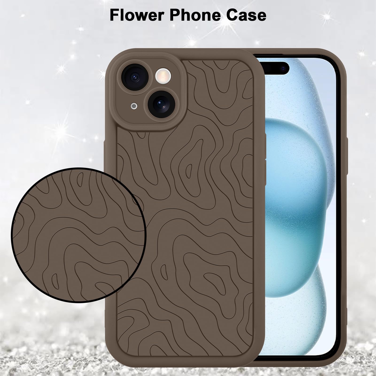 Foto 6 pulgar | Funda De Teléfono Mzelq Para Iphone 15 Silicone Wave Ripple Brown - Venta Internacional.