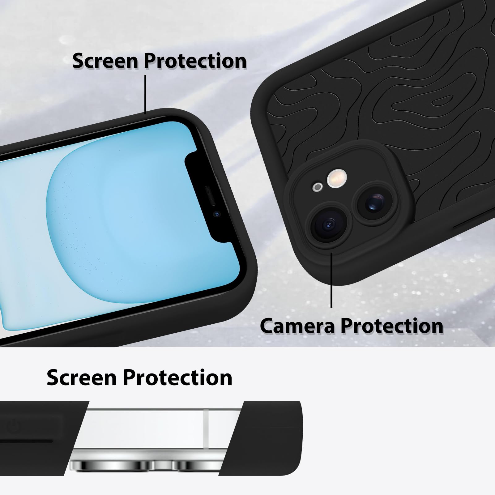 Foto 5 pulgar | Funda De Teléfono Mzelq Silicone Wave Ripple Cute Para Iphone 11 - Negra - Venta Internacional.