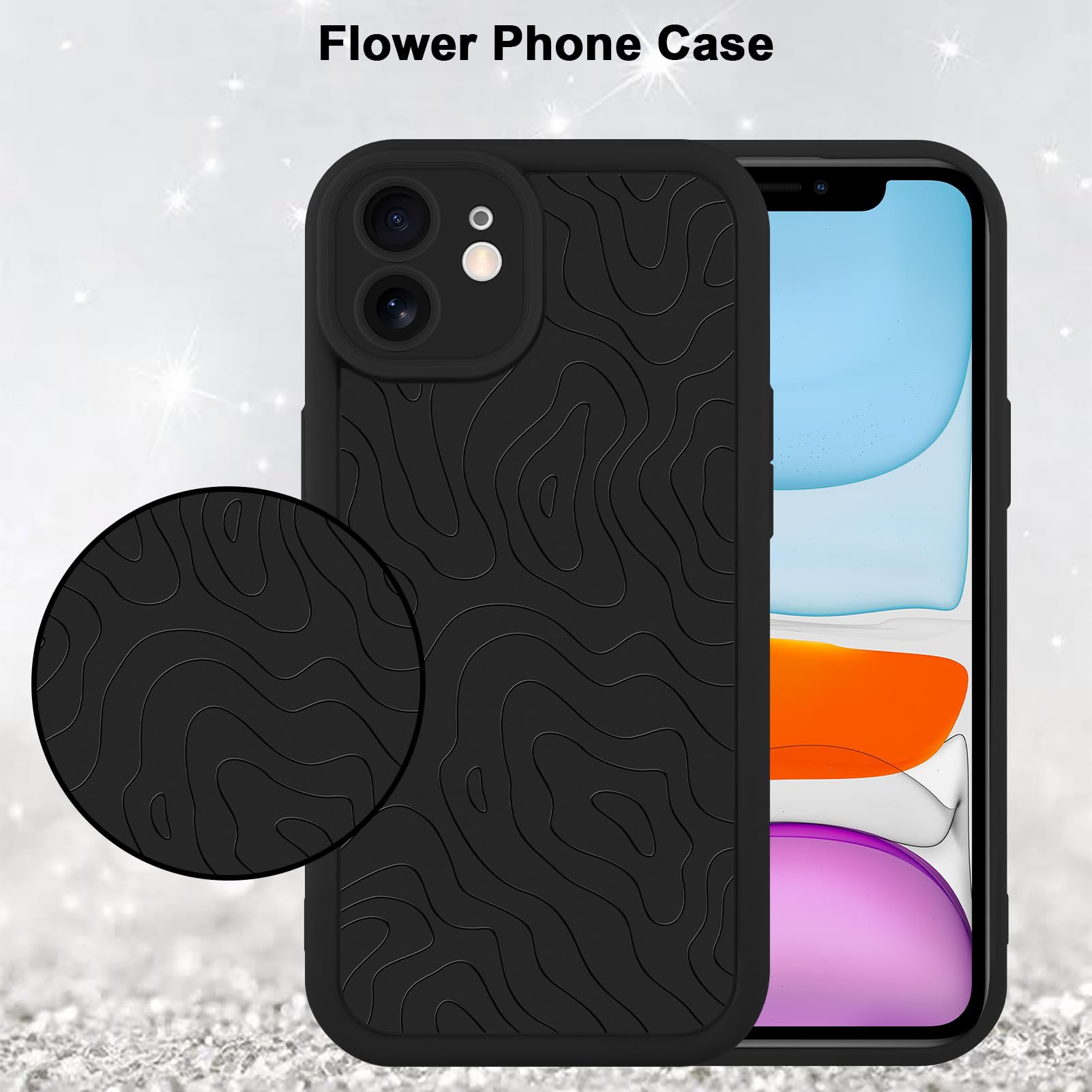 Foto 5 | Funda De Teléfono Mzelq Silicone Wave Ripple Cute Para Iphone 11 - Negra - Venta Internacional.