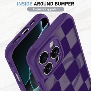 Foto 4 | Funda De Teléfono Kanghar Para Iphone 16 Pro A Cuadros, Color Morado Mate - Venta Internacional.