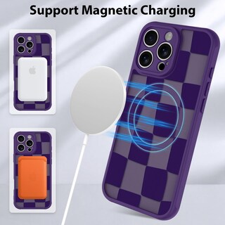 Foto 6 | Funda De Teléfono Kanghar Para Iphone 16 Pro A Cuadros, Color Morado Mate - Venta Internacional.