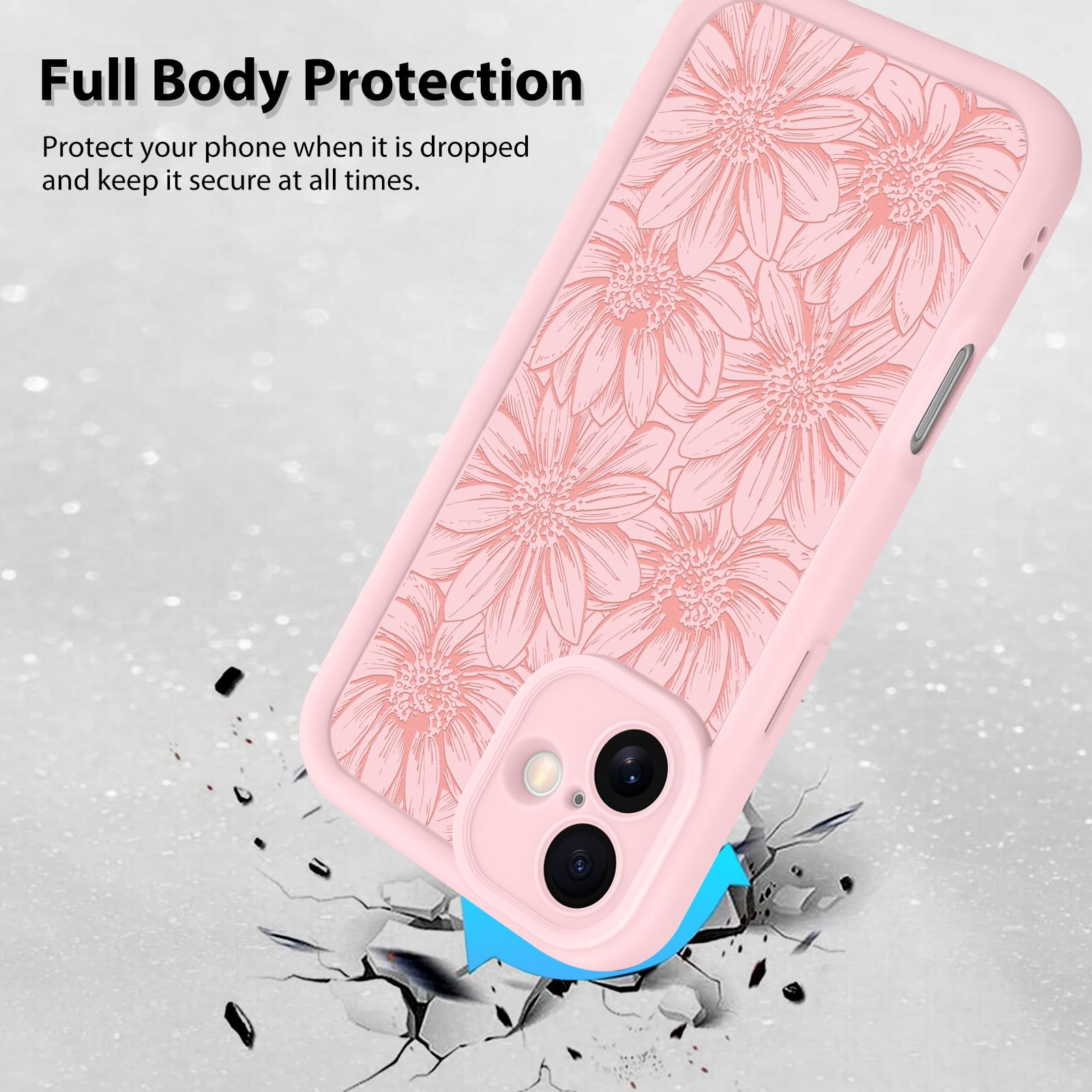 Foto 3 pulgar | Funda De Teléfono Mzelq Para Iphone 16 De Silicona, Color Rosa Girasol - Venta Internacional.